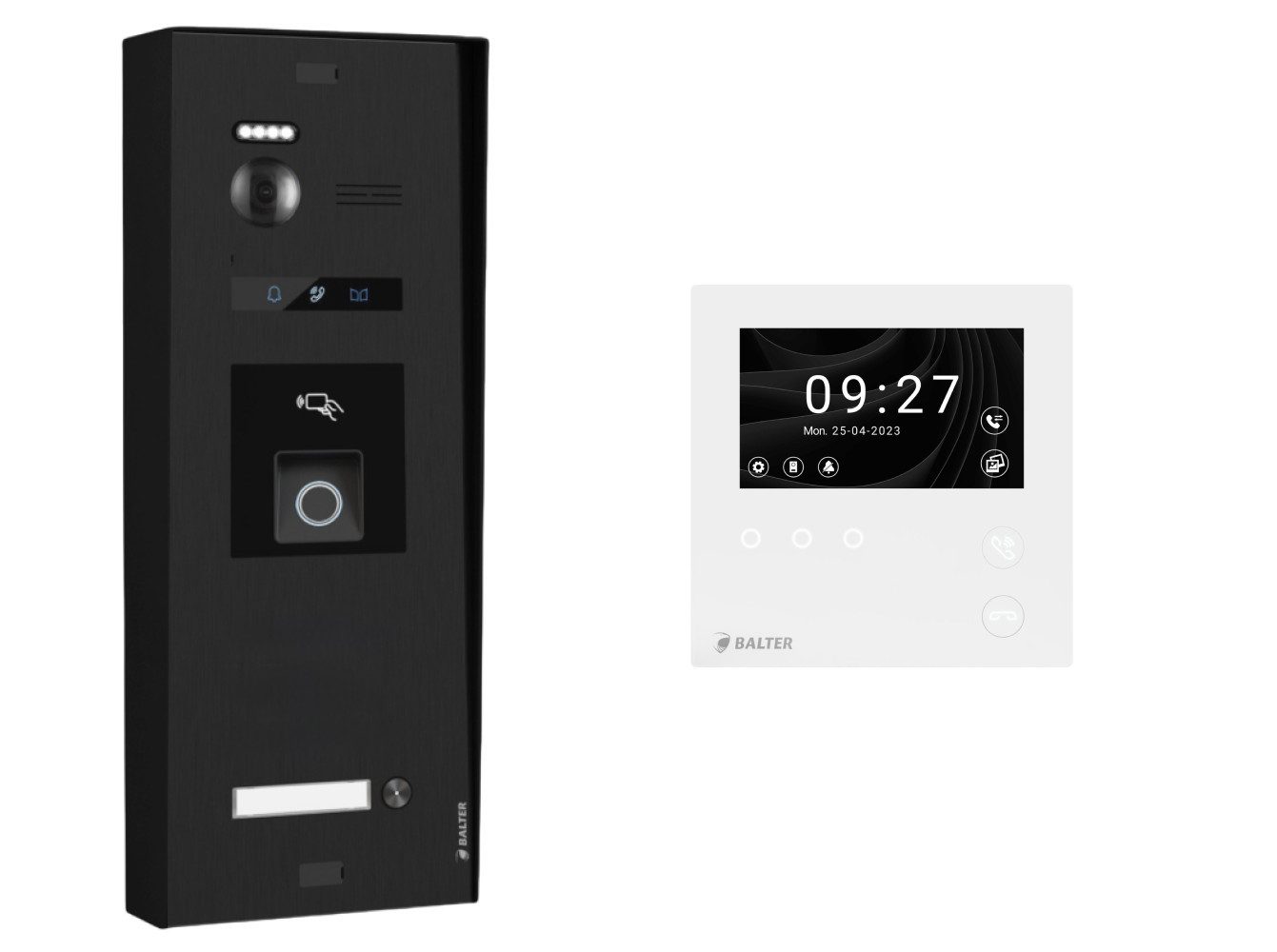 Balter Video-Türsprechanlage BALTER EVO-HD-MINI Aufputz Türsprechanlage 1-Familienhaus Schwarz (Set, 1-Familienhaus, Komplettset, Full HD 175° Kamera, Fingerprint, RFID)