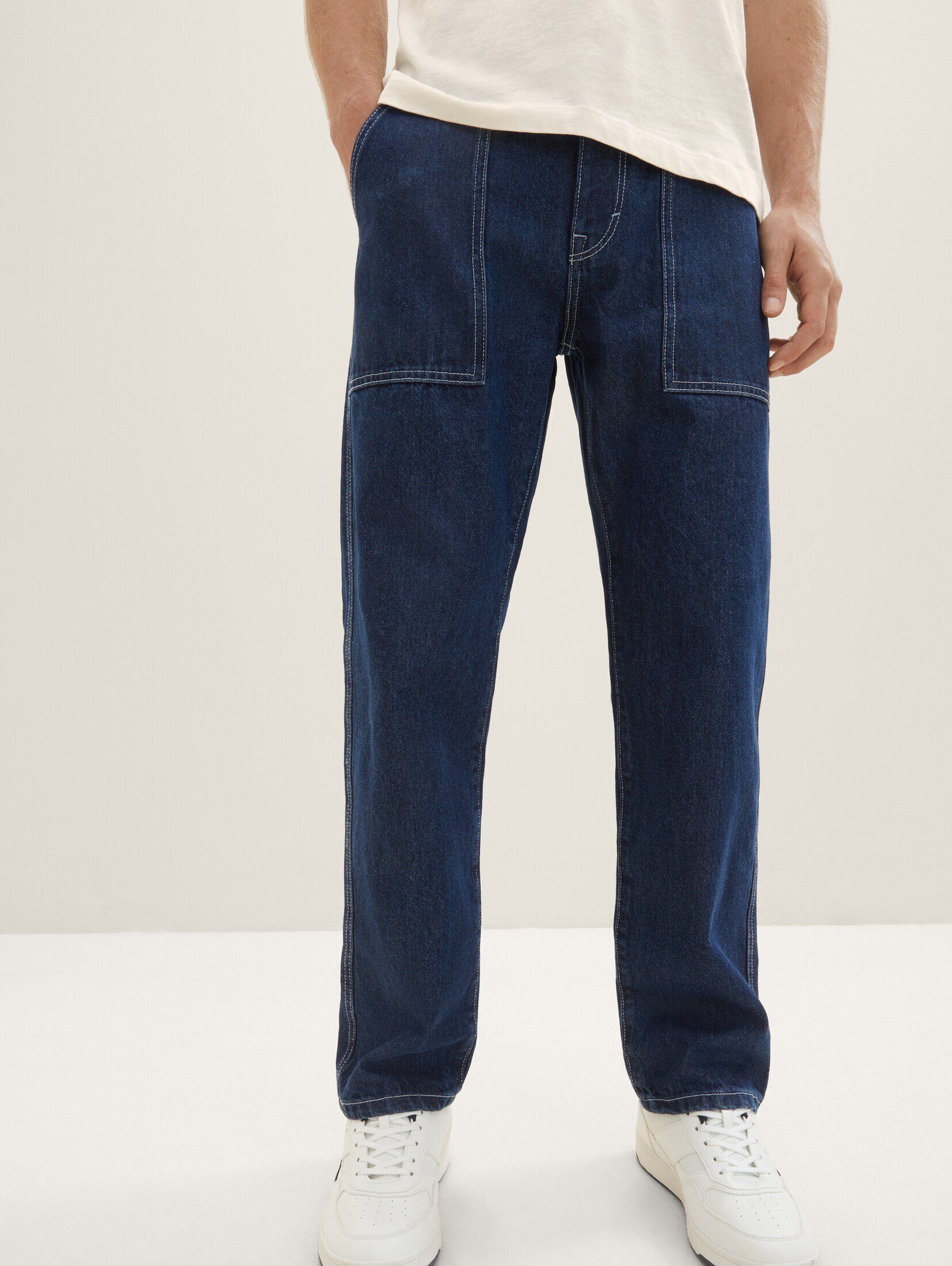 Jeans TOM recycelter mit Straight TAILOR Straight-Jeans Baumwolle Comfort