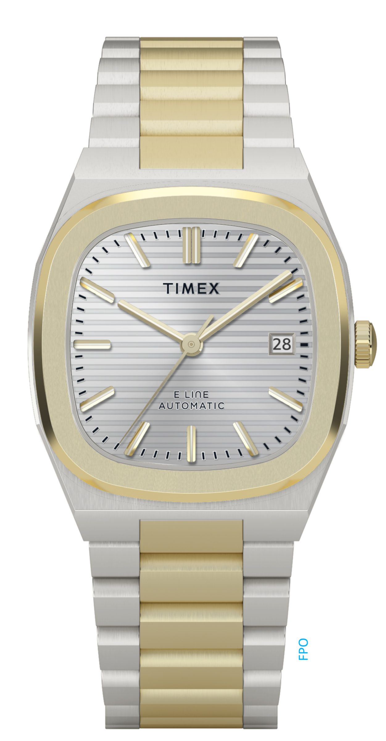 Timex Automatikuhr E Line TW6A00600AJ, Armbanduhr, Herrenuhr, Mechanische Uhr, Edelstahlarmband, analog, Tag