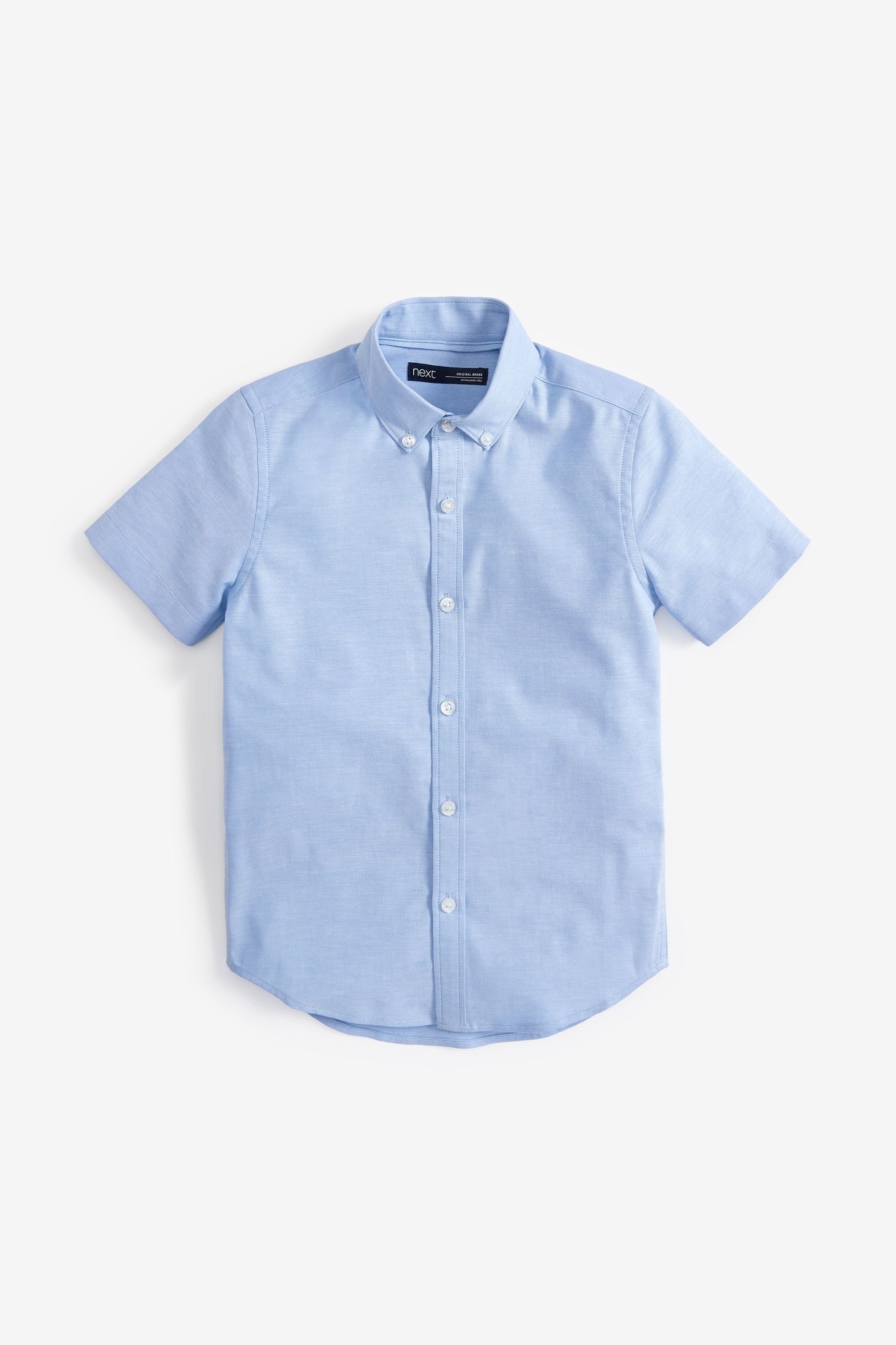 Kurzarmhemd Oxfordhemd Plain (1-tlg) Next Blue