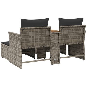 vidaXL Gartenbank Gartensofa 2-Sitzer mit Hockern Grau Polyrattan