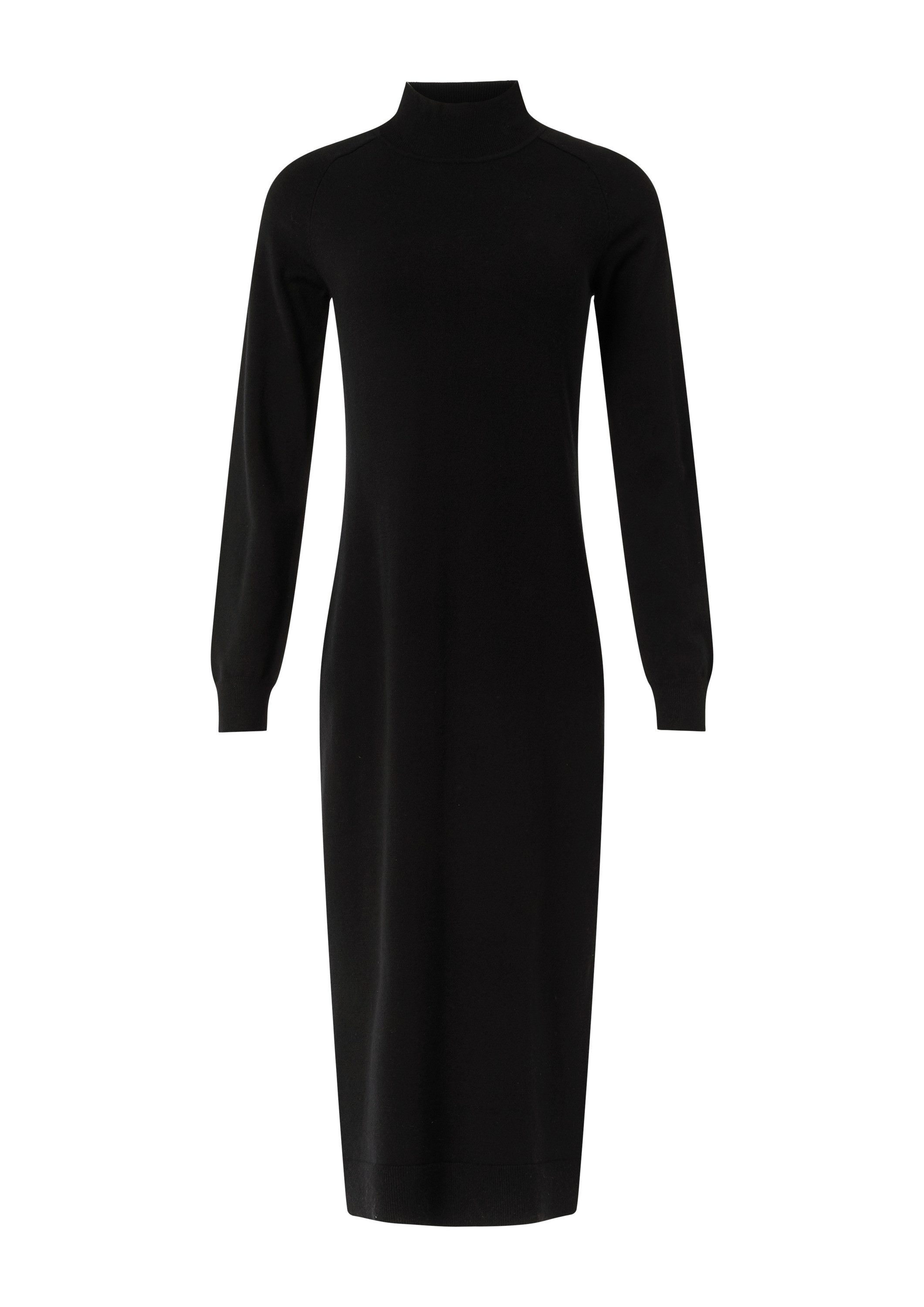 comma Midikleid Kleid Antalliertes Strickkleid mit Turtleneck und seitlichen Schlitzen