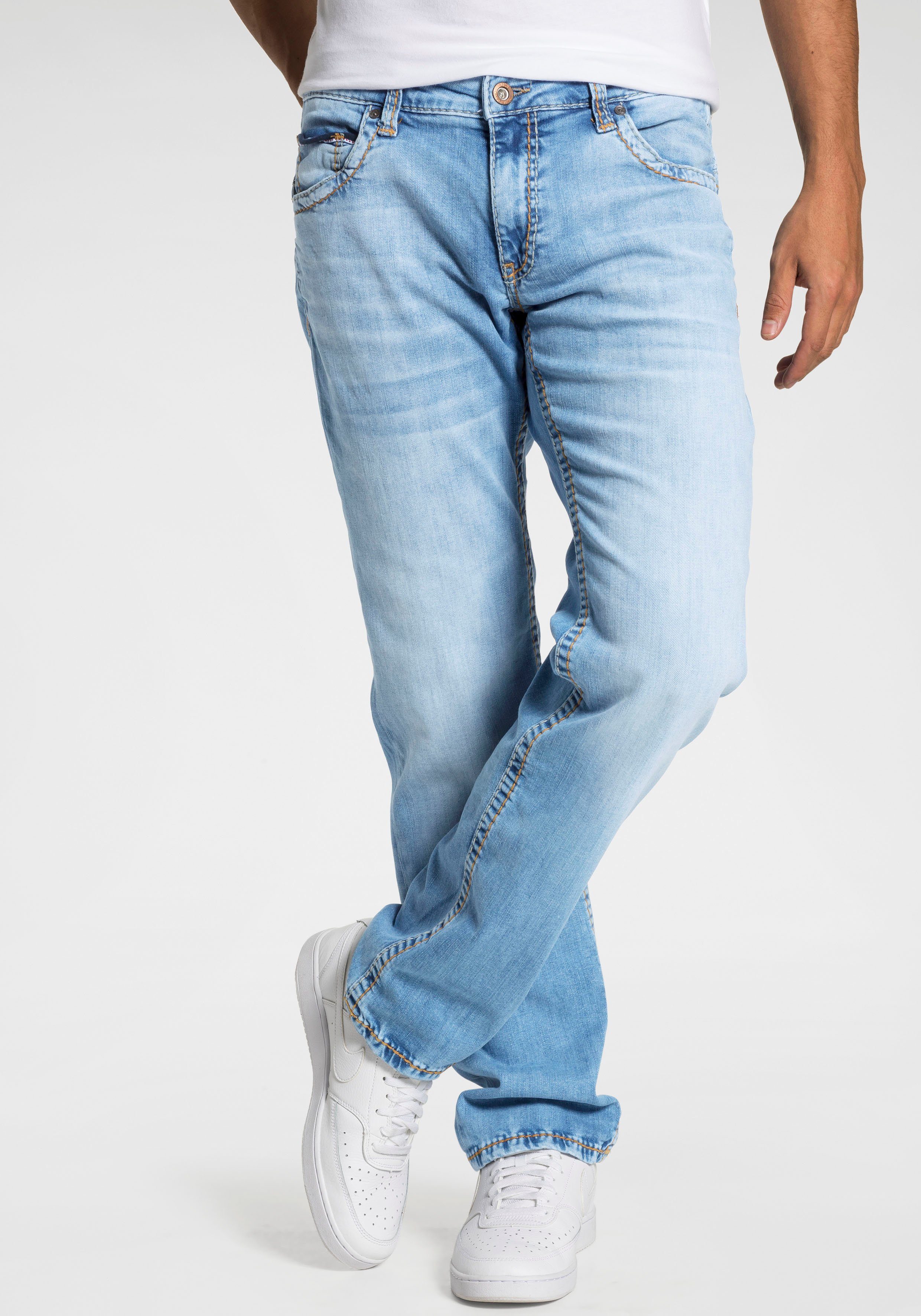 CAMP DAVID Loose-fit-Jeans CO:NO:C622 mit markanten Nähten