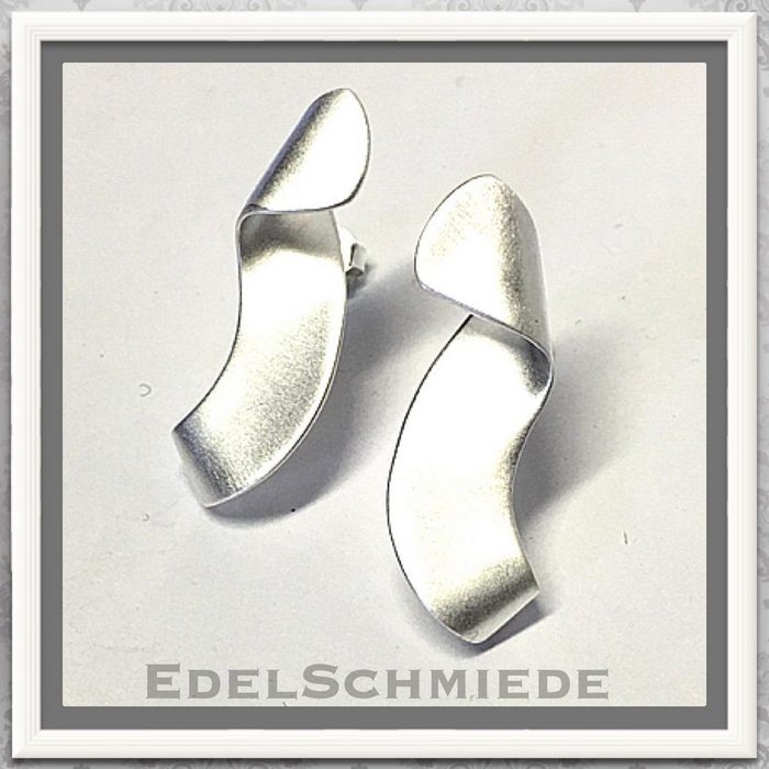 Edelschmiede925 Paar Ohrstecker moderne matte Ohrstecker 925 Silber geschwungen (k. A)