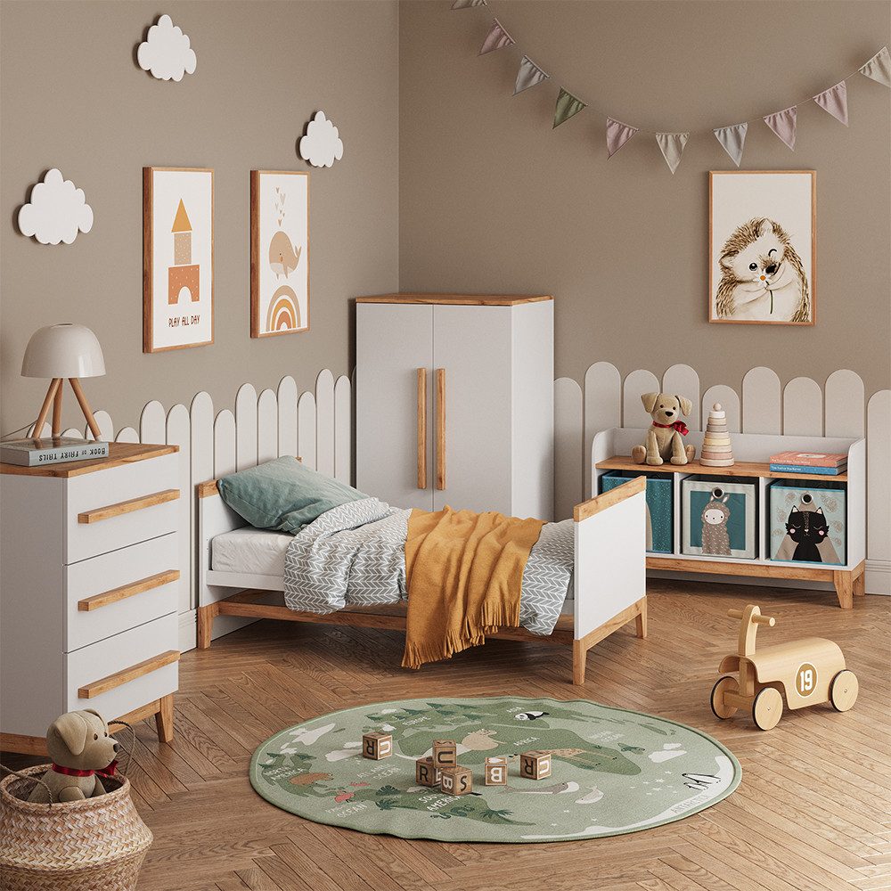 VitaliSpa® Wickelkommode Malia, Weiß/Artisan, 133.2 x 98 cm mit 3 Schubladen
