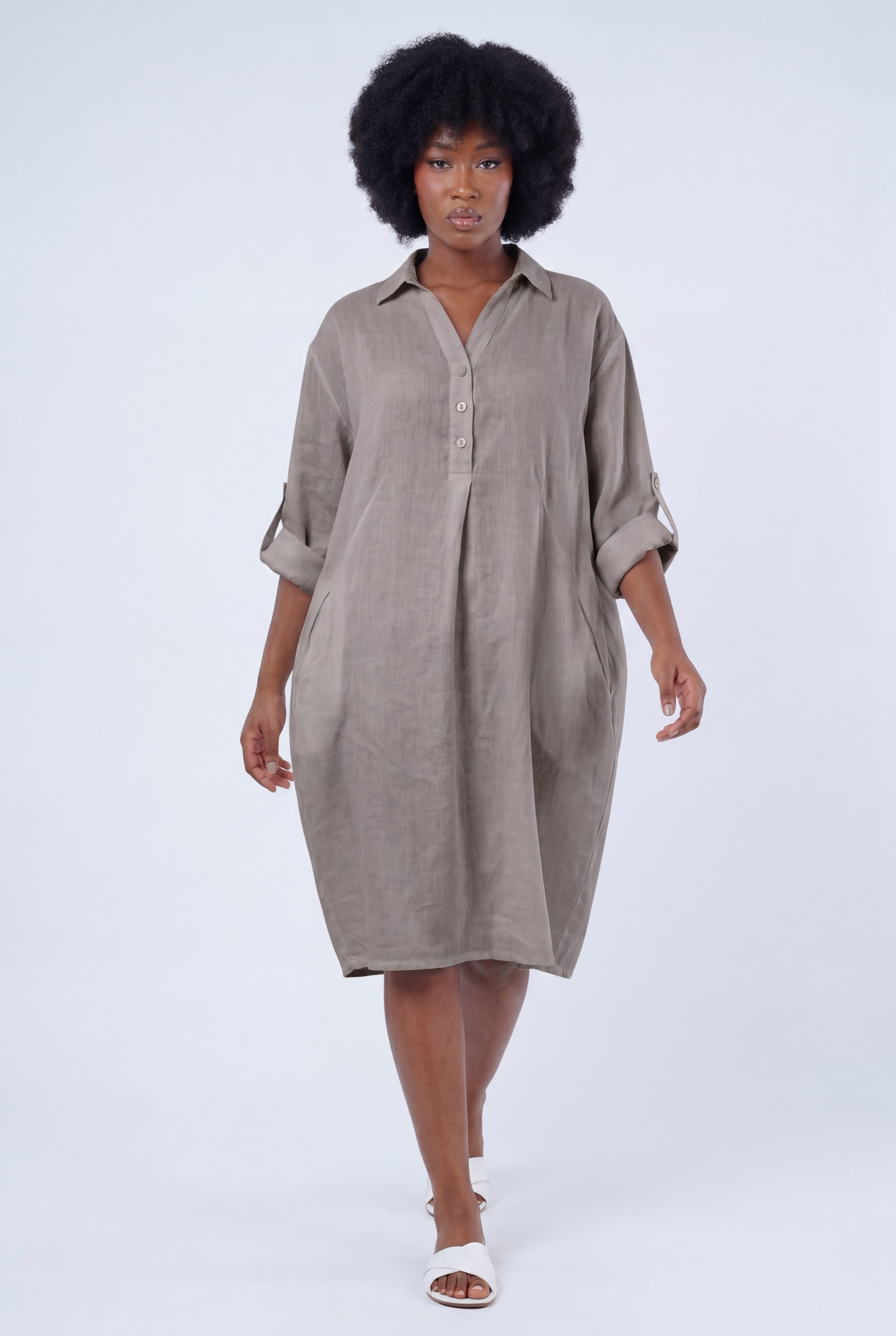 YC Fashion & Style Blusenkleid Leinen-Tunika Oversized One Size in Unifarbe