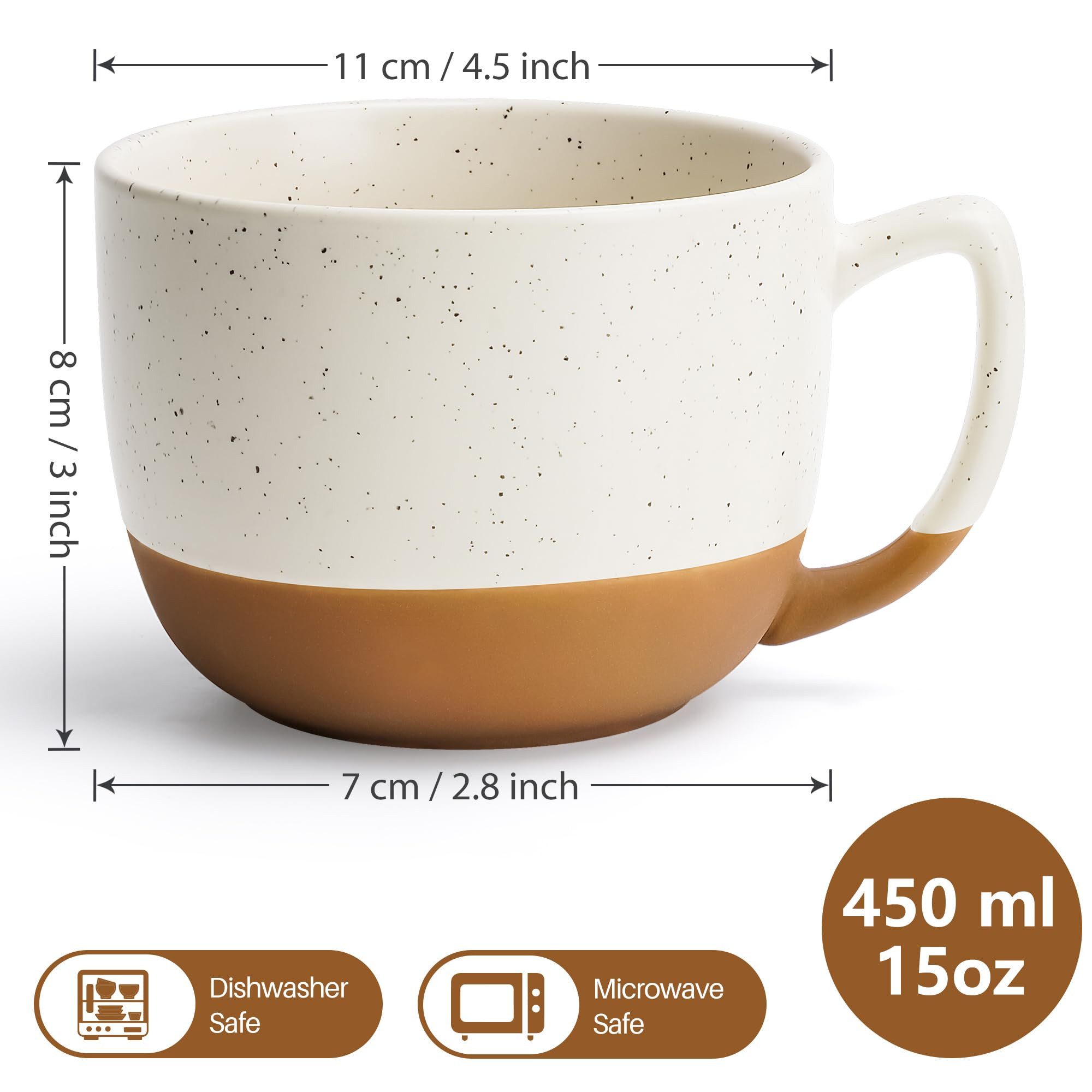 MiaMio Tasse Kaffeetassen Set Aura Kollektion (4 x 450 ml), 4-tlg.