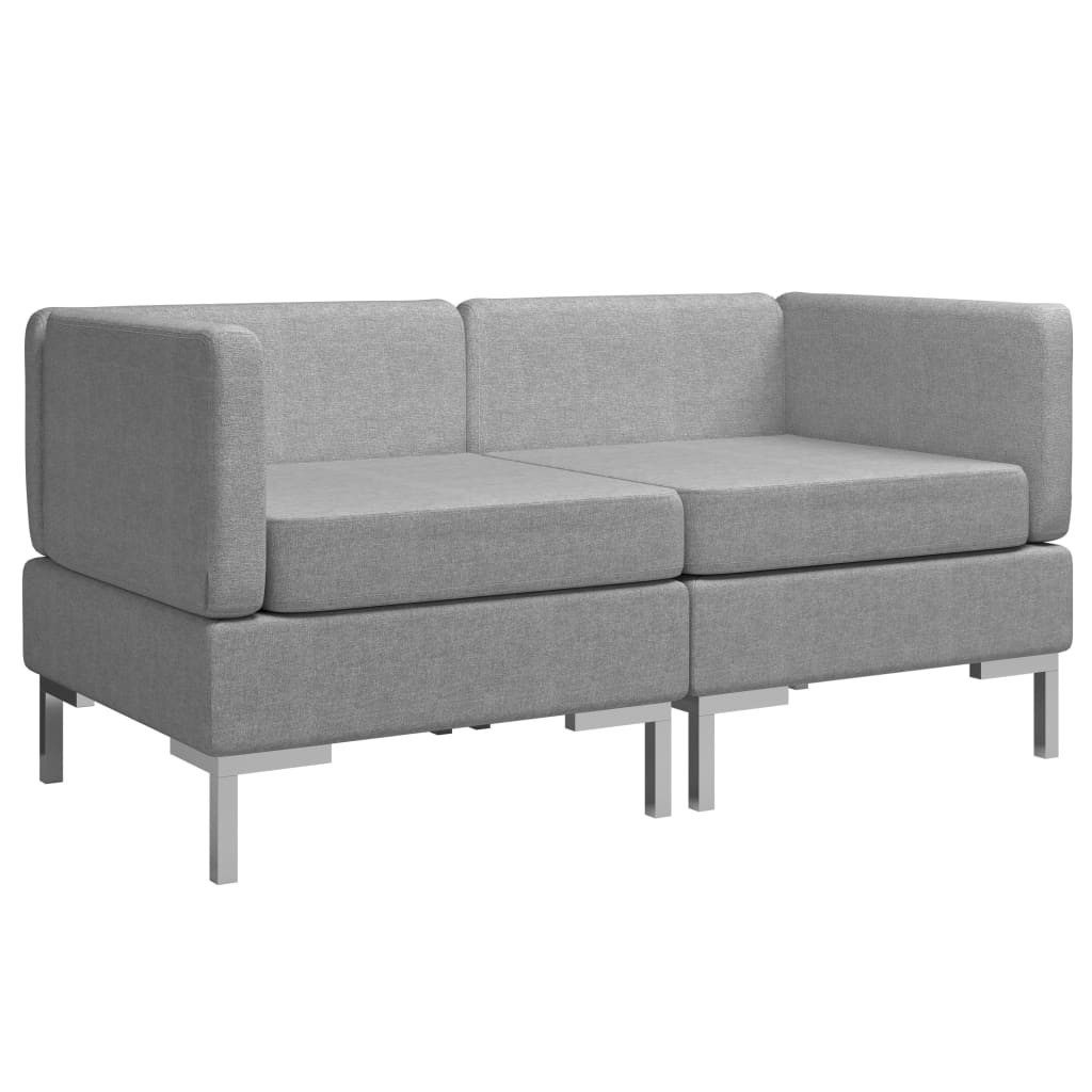 vidaXL Sofa Modular-Ecksofas 2 Stk. mit Auflagen Stoff Hellgrau