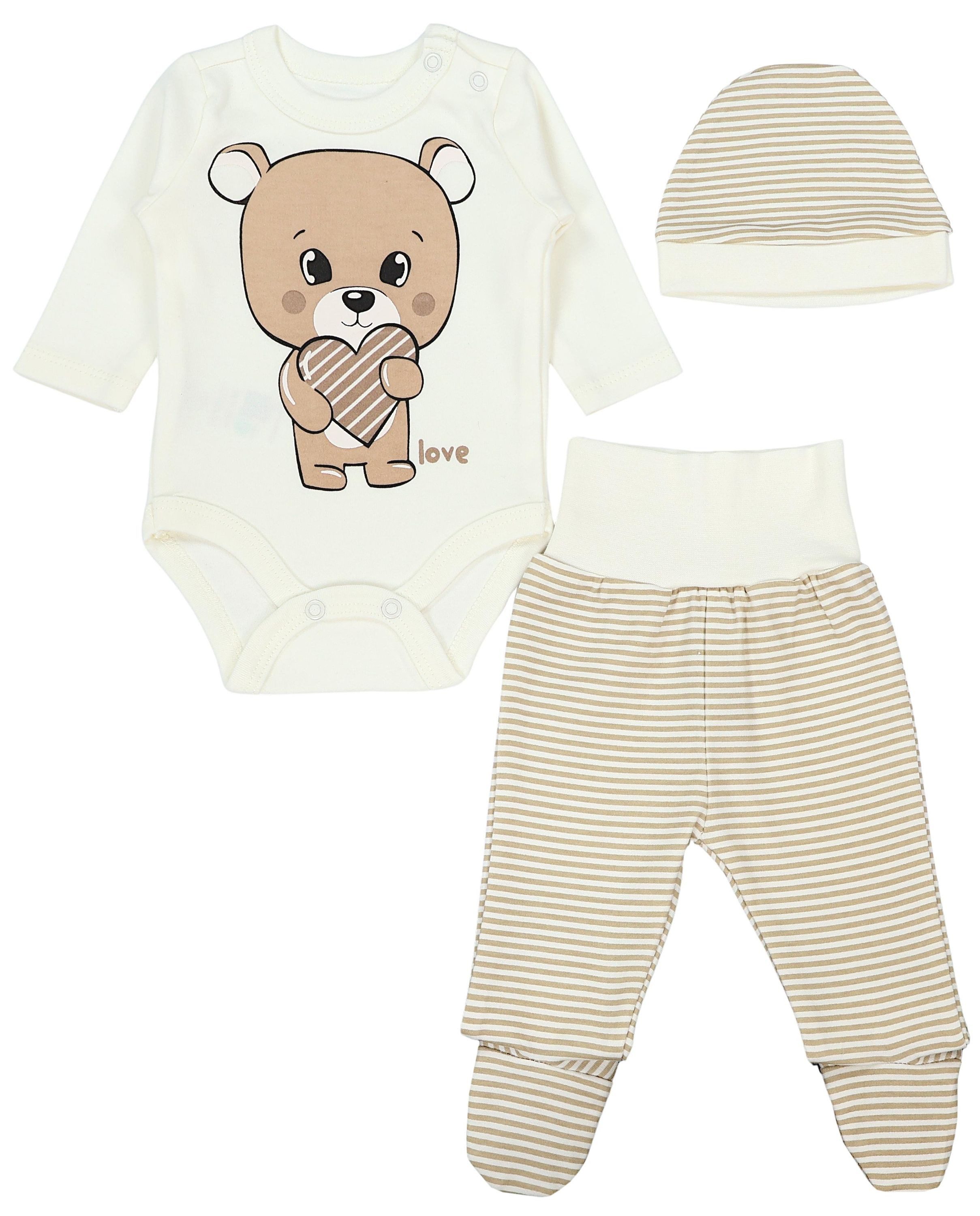 TupTam Langarmbody Baby Mädchen Jungen Bekleidungsset Langarmbody Hose Mütze mit Spruch
