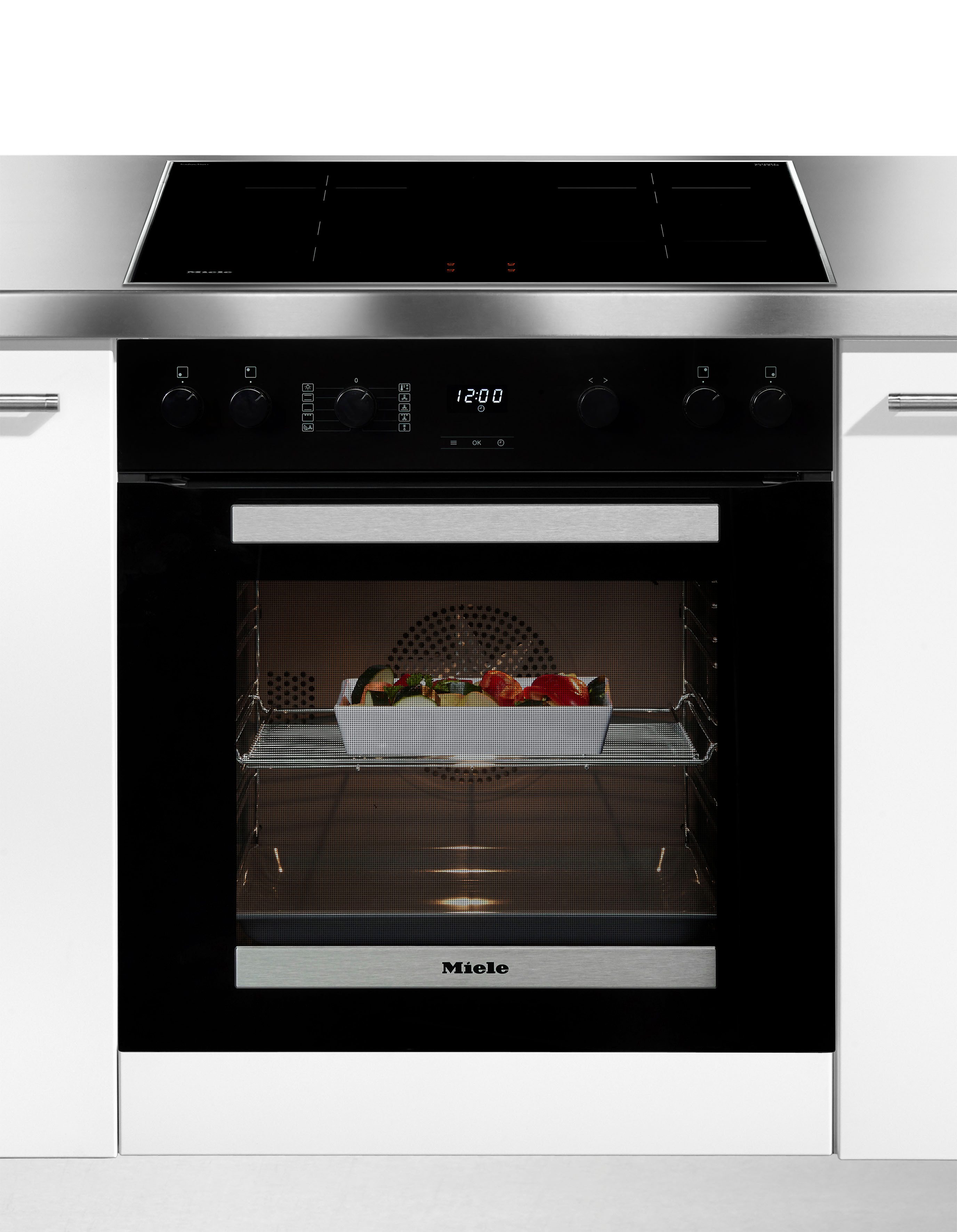 Miele Induktions Herd-Set H2455I D OBSW/EDST-LOOK mit KM 7061 F, Herd-Set - Kombination aus Herd und Induktionskochfeld