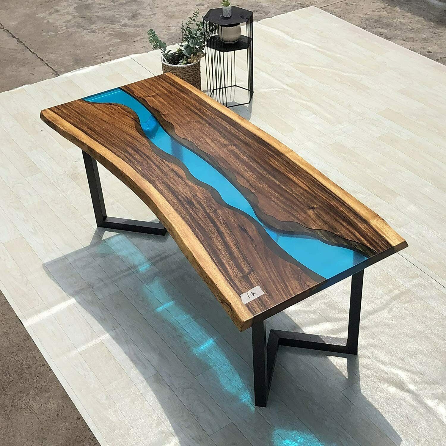 JVmoebel Couchtisch Epoxidharz Couchtisch Table Echtes Holz Massiv Столы Flusstisch, Made in Europa