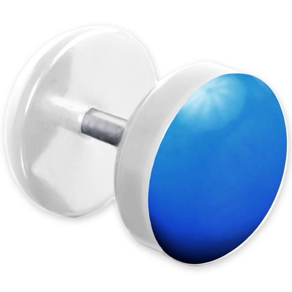 viva-adorno Fake-Ear-Plug 1 Stück Ohrstecker Edelstahl Acryl weiß mit farbig emaillierter Front Blau
