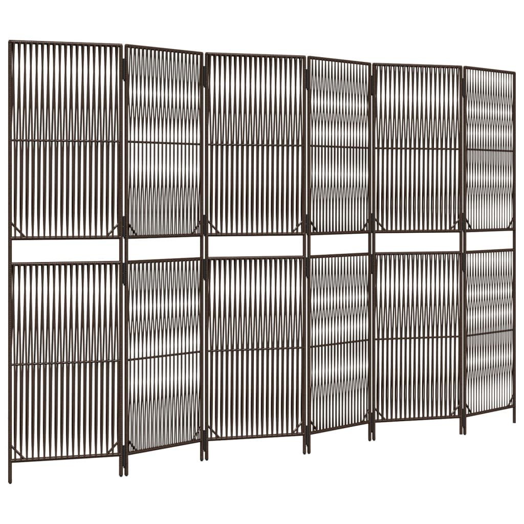 vidaXL Raumteiler Paravent 6-tlg. Braun Poly Rattan, 1-tlg.