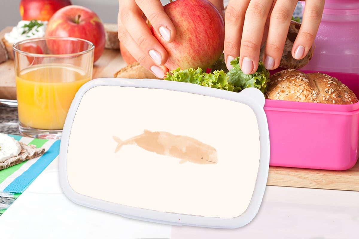 Fisch Erwachsene, Snackbox, für rosa Kunststoff Kunststoff, Mädchen, MuchoWow Brotbox - (2-tlg), Kinder, Pastell, Lunchbox Aquarell - Brotdose