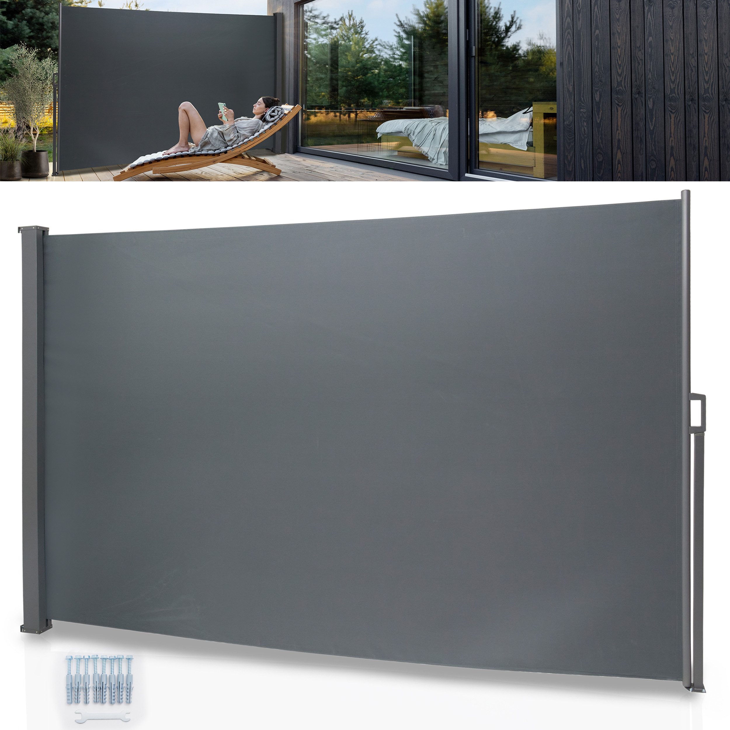 Onbest Seitenmarkise Sichtschutz ausziehbar mit Schrauben und Dübel UV-Best günstig online kaufen