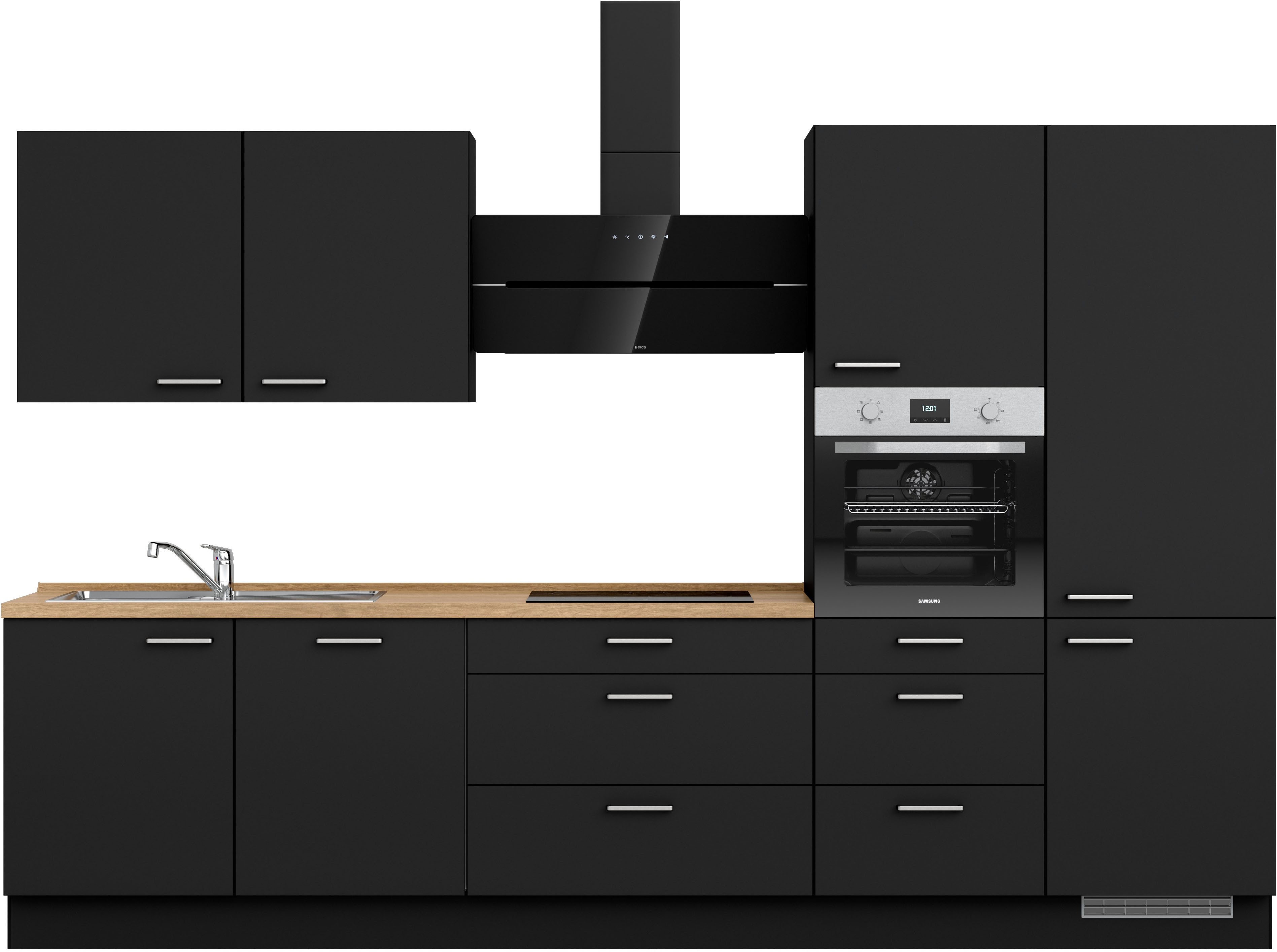 nobilia® Küchenzeile "Touch II", NEU: individuell anpassbar mit gratis Profi-Beratung, vormontiert, Breite 330 cm, Ausrichtung wählbar, wahlw. mit E-Geräten
