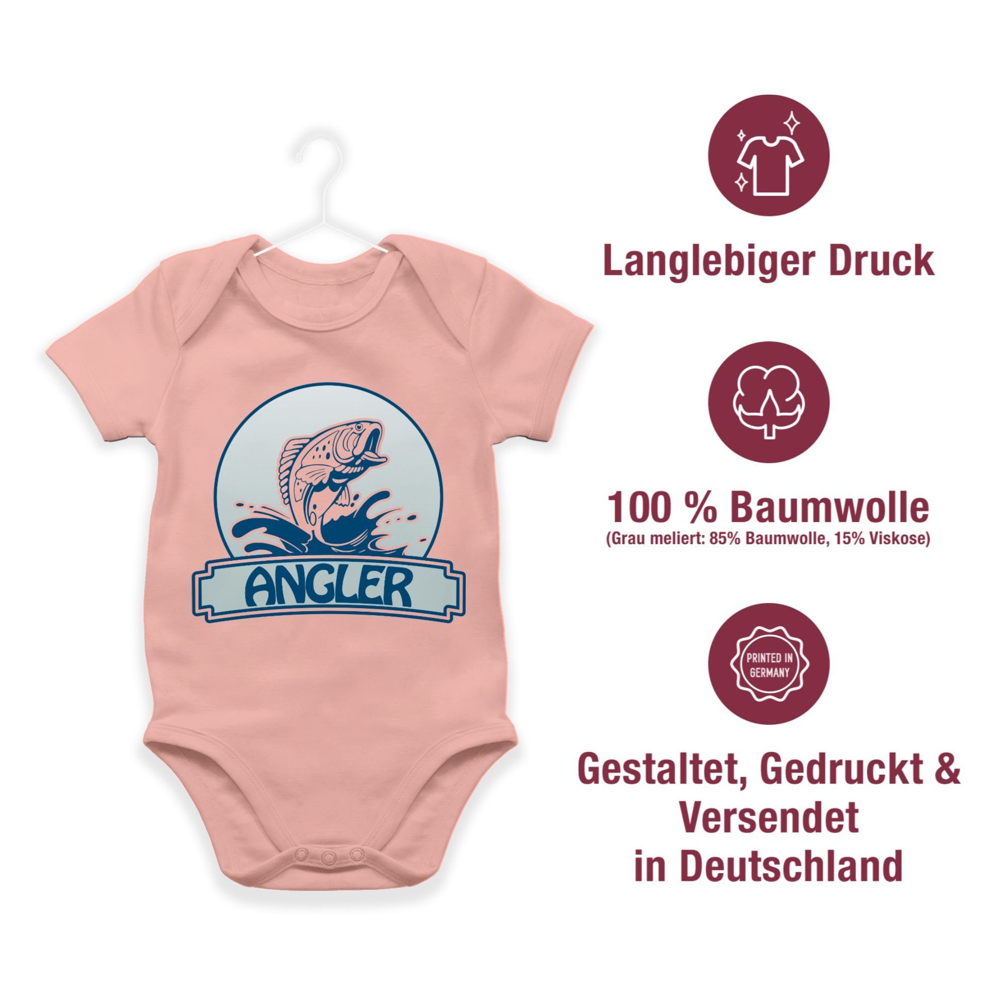 Bewegung Shirtbody Baby 3 Angler Button & Shirtracer Babyrosa Sport