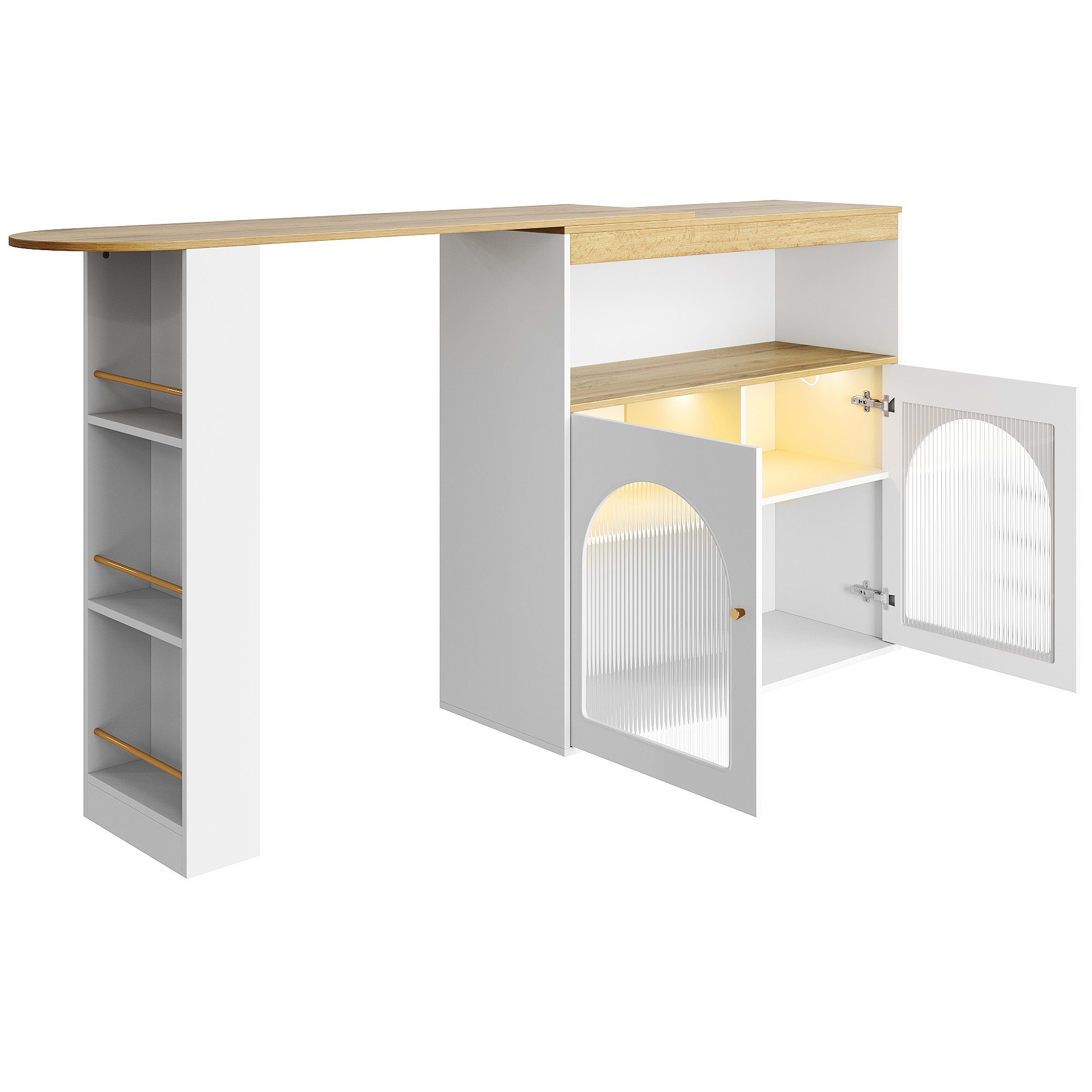 i@home Bartisch Ausziehbarer Esstisch mit Stauraum, Stehtisch Bistrotisch ( günstig online kaufen