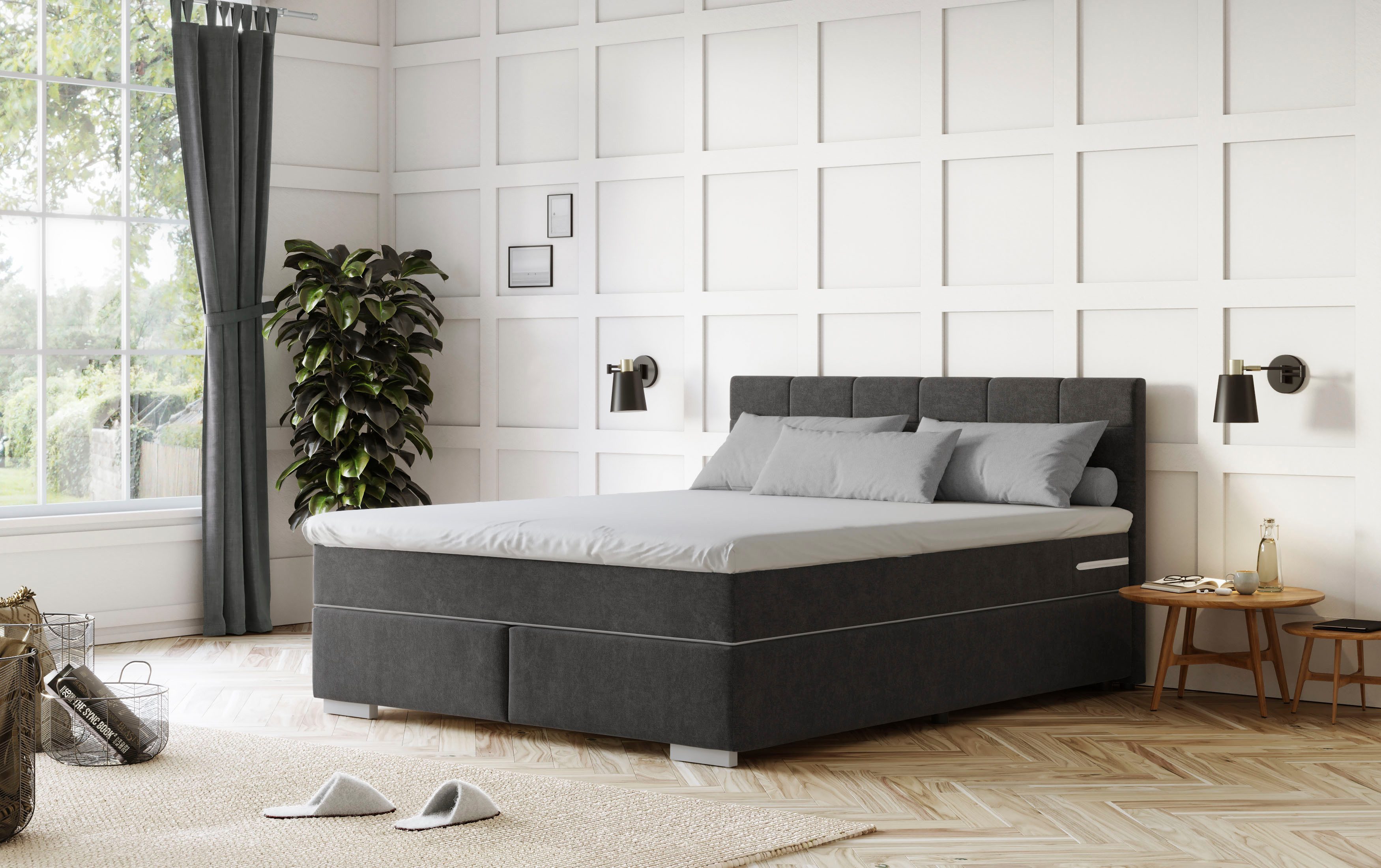 COTTA Boxspringbett Simba erhältlich in verschiedenen Breiten, Farben und Härtegraden, Bezugsstoff: Struktur fein