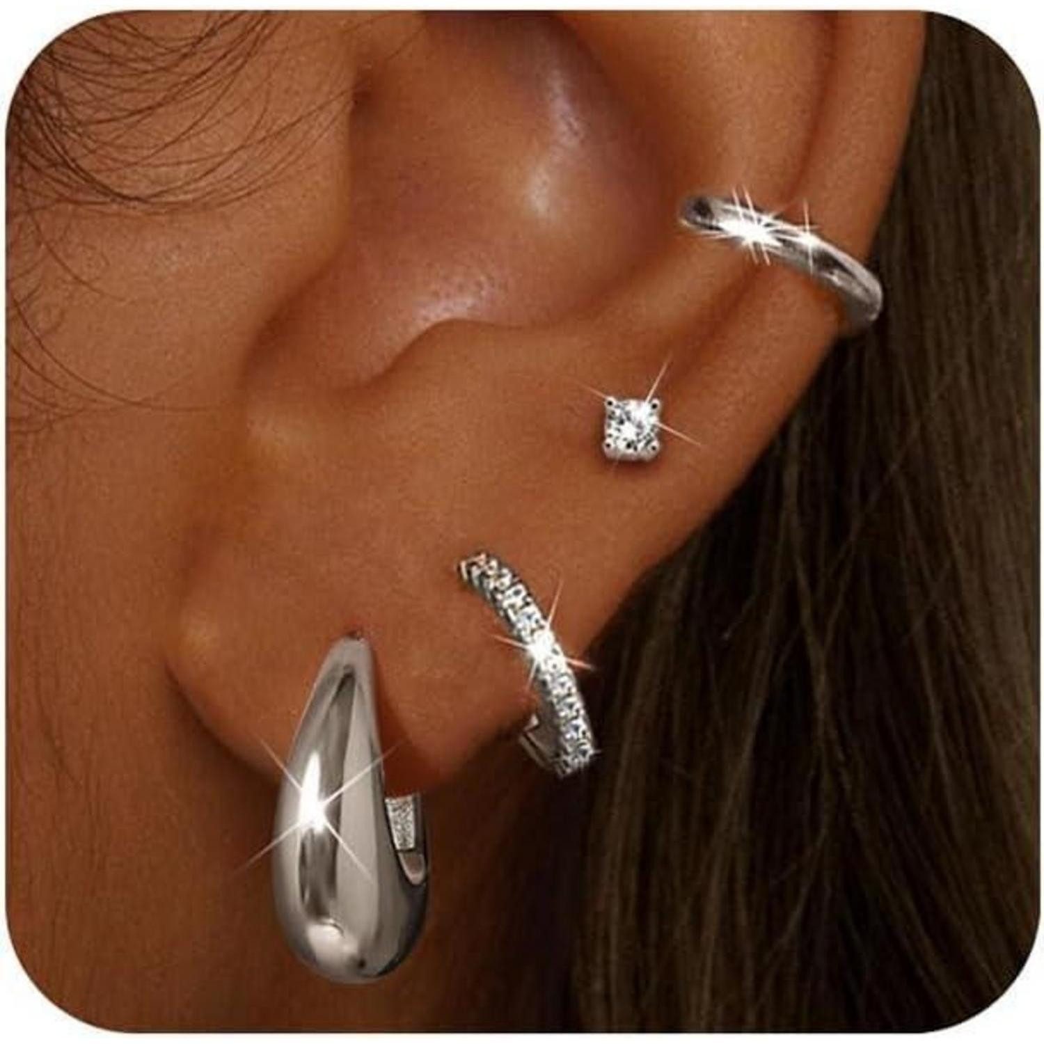 LuxusKollektion Schmuckset Ohrringe Creolen Ohrstecker Damen Gold Silber Di günstig online kaufen