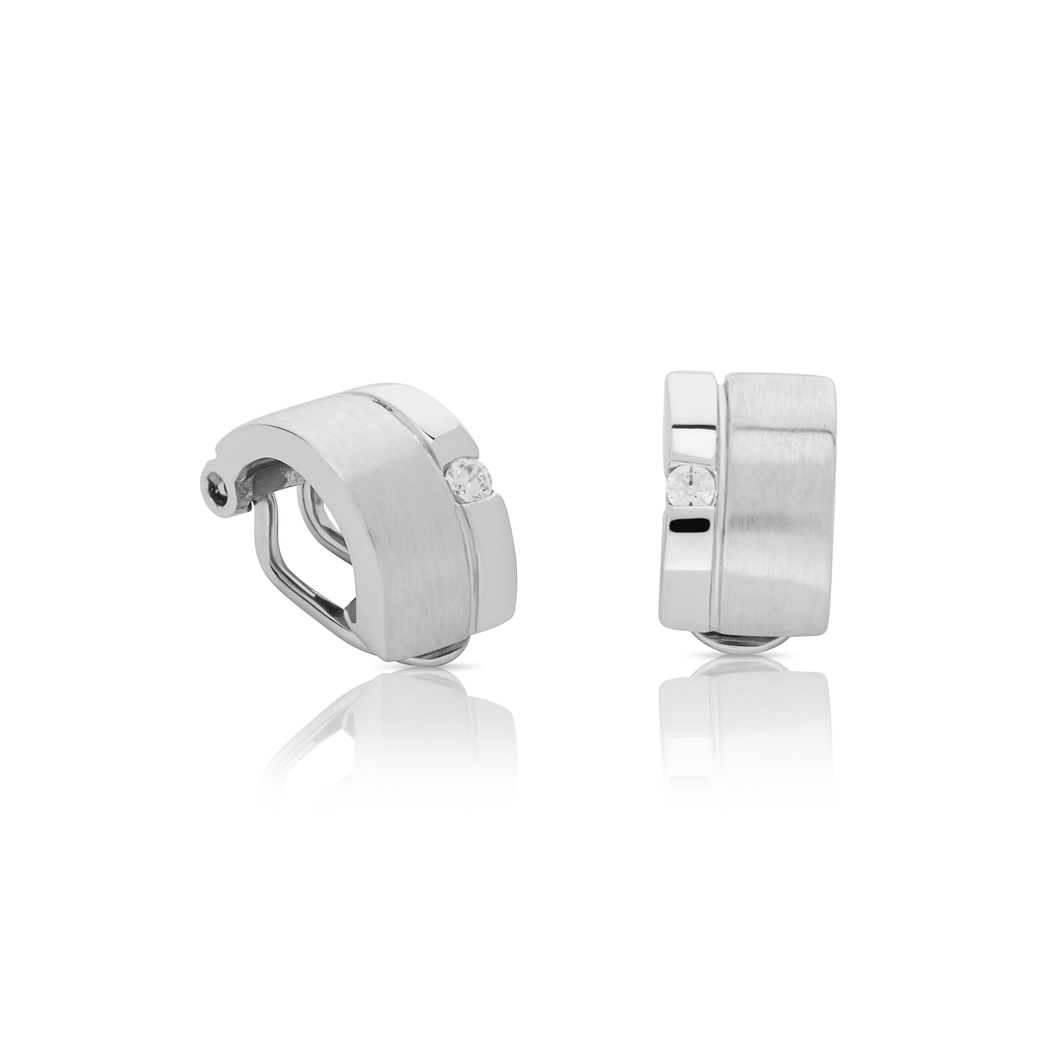 Paar Ohrclips Paar 925 Sterling Silber Ohrclip rhodiniert Teilma