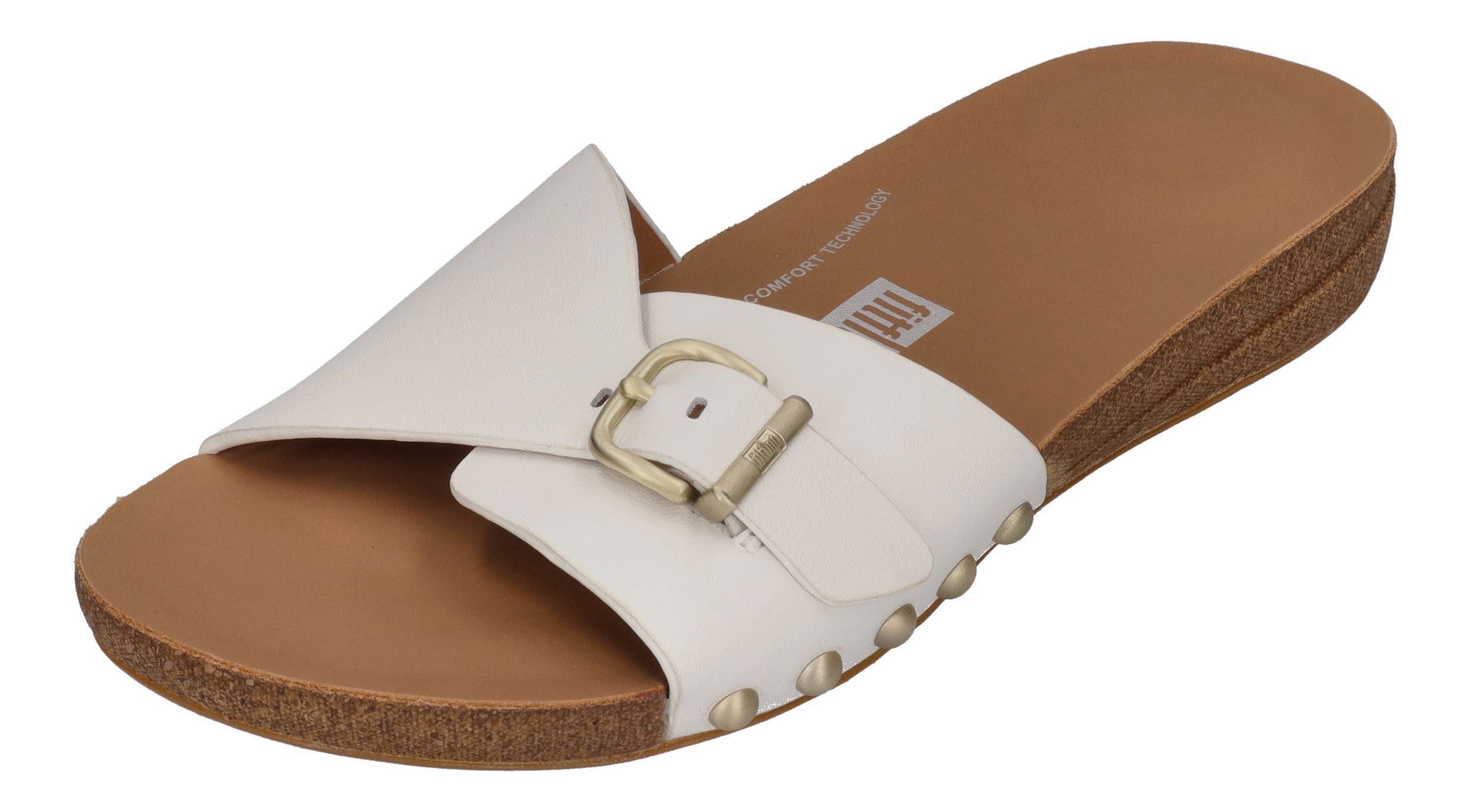 Fitflop iQUSHION ADJUSTABLE BUCKLE LEATHER SLIDERS Zehentrenner Urban White