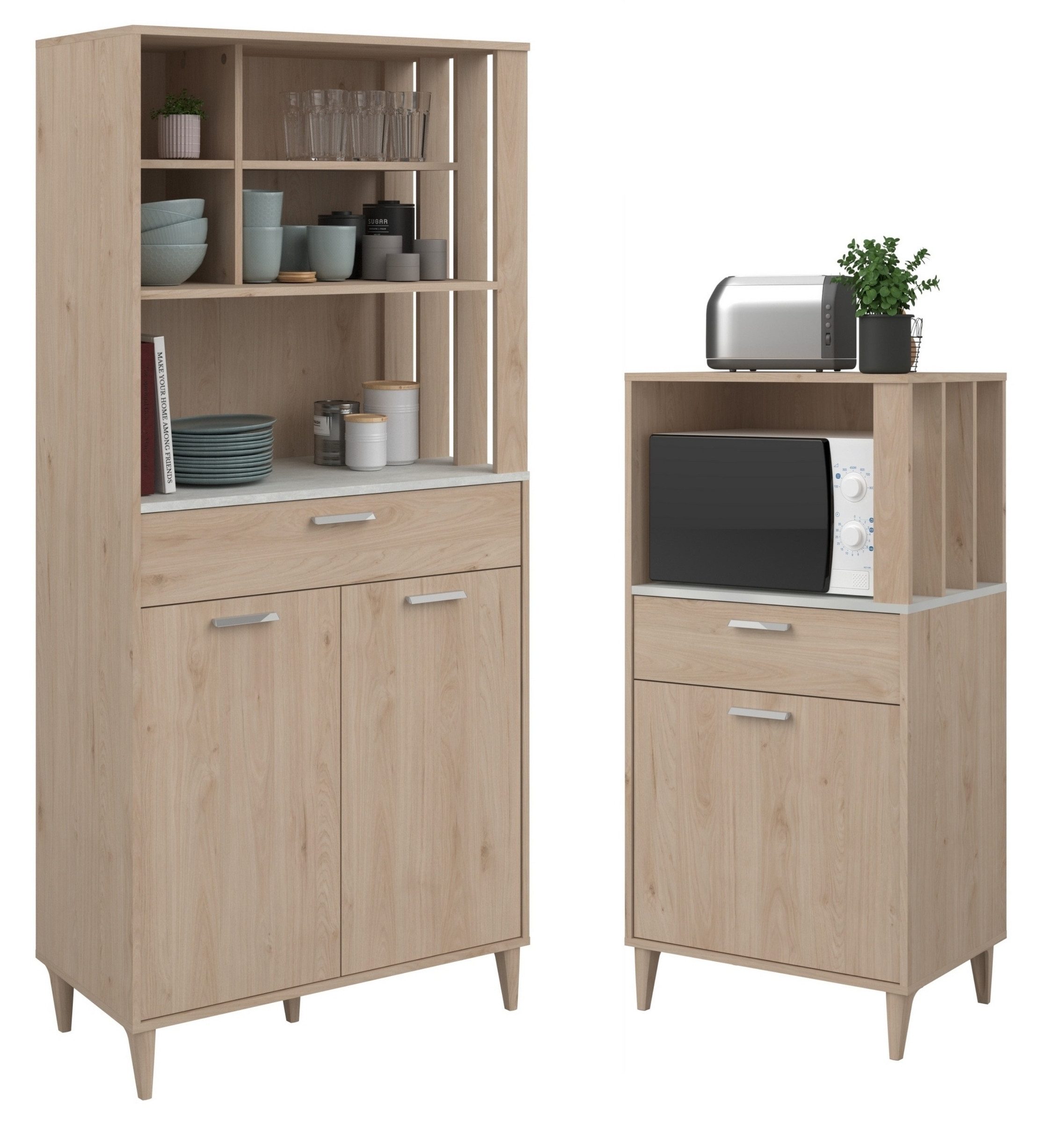 Parisot Mehrzweckschrank-Set Gala 1, (2-teilig), (2-teilig) Jackson Eiche Dekor, Beton Optik, Buffet + Beistellschrank