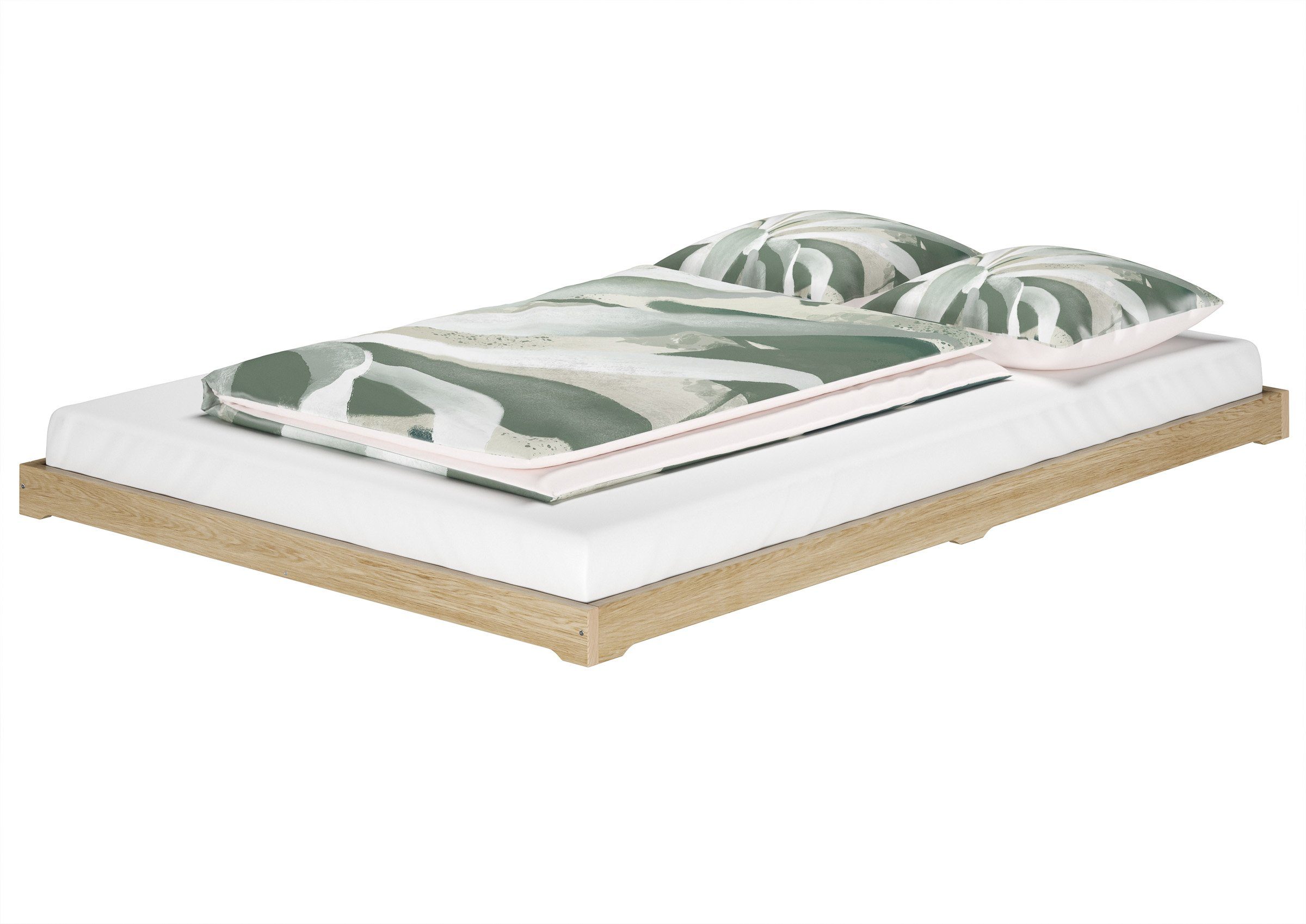 ERST-HOLZ Futonbett Futonbett Massivholz Niedrig Esche Geölt 140 x 200 cm, Esche geölt