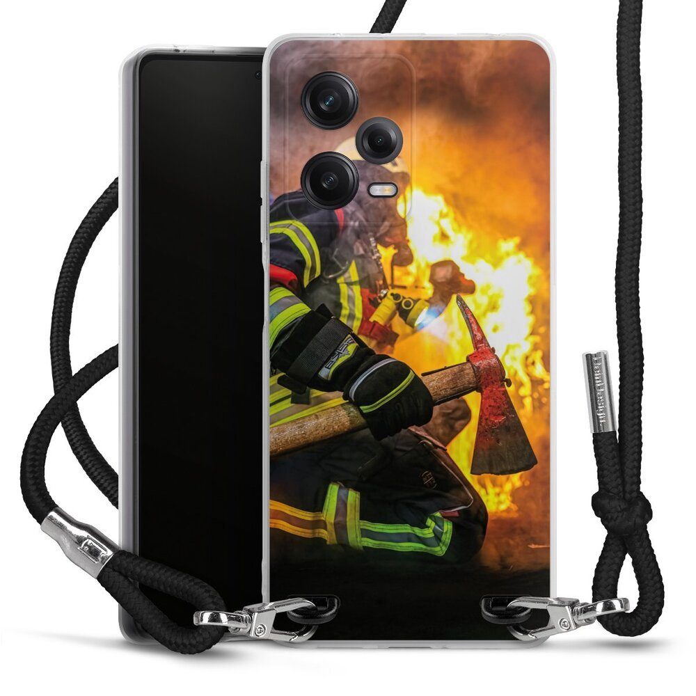 DeinDesign Handyhülle Feuerwehr Feuer Lebensretter Volunteer Firefighter, Xiaomi Redmi Note 12 Pro 5G Handykette Hülle mit Band Cover mit Kette