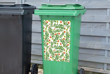MuchoWow Wandsticker Dschungel - Blumen - Blätter (1 St), Mülleimer-aufkleber, Mülltonne, Sticker, Container, Abfalbehälter