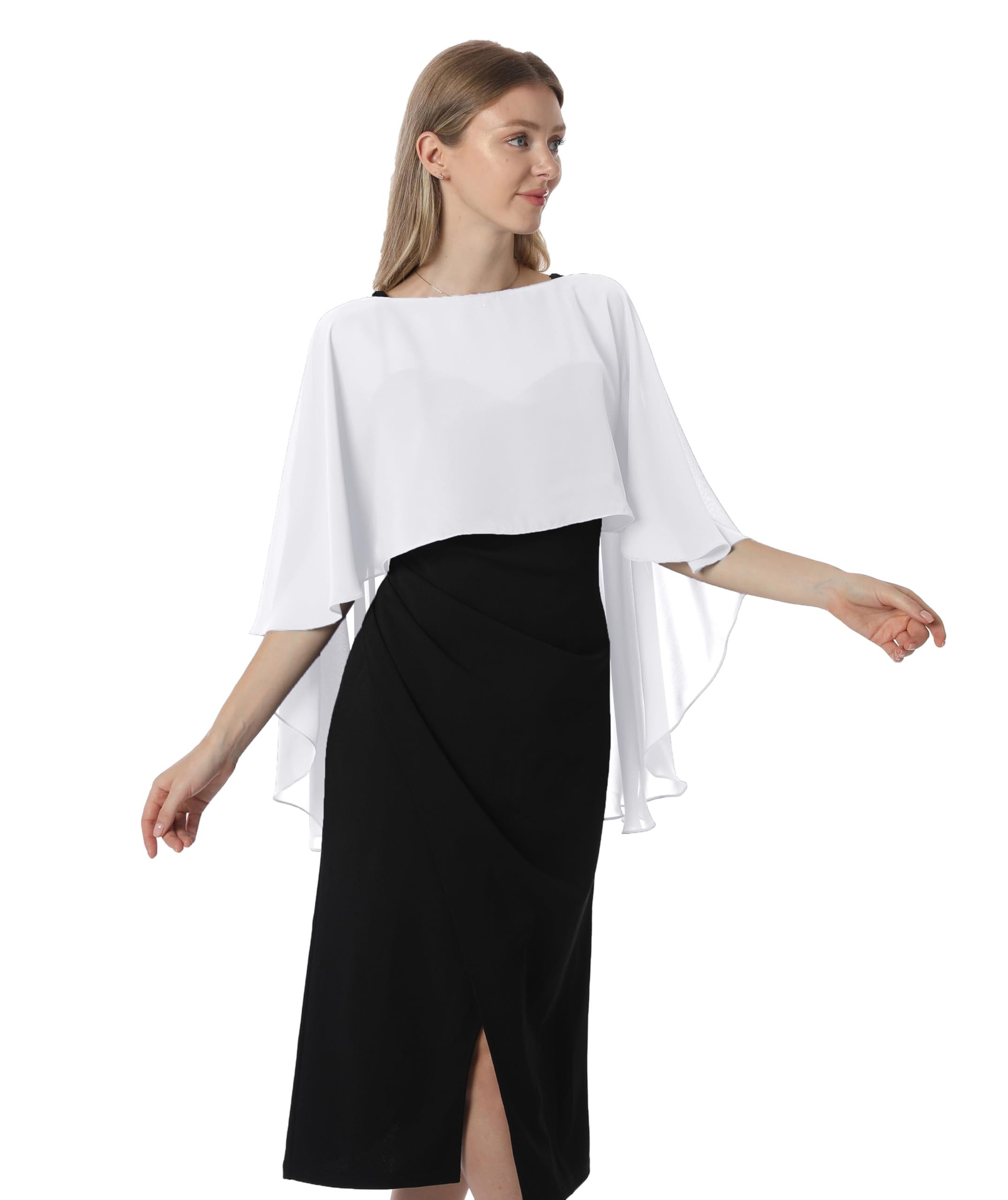nsihing Bolero Damen Chiffon Cape Schals für Hochzeitskleider Elegantes Bankett Capelets für Hochzeit Braut Abendkleid Brautkleid Sommer