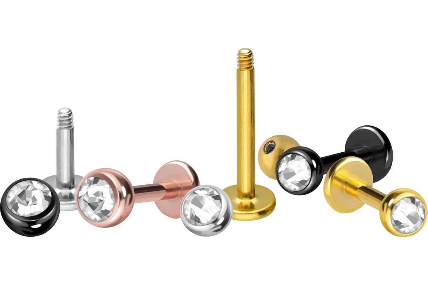 PIERCINGLINE Piercing-Set Chirurgenstahl Labret KRISTALL (Labrets, 1-tlg)