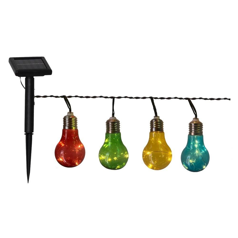 Seasonals LED-Lichterkette 1019 Solar LED Lichterkette "Mini-Bulby" bunt 10 Kunstst. Birnen 190cm
