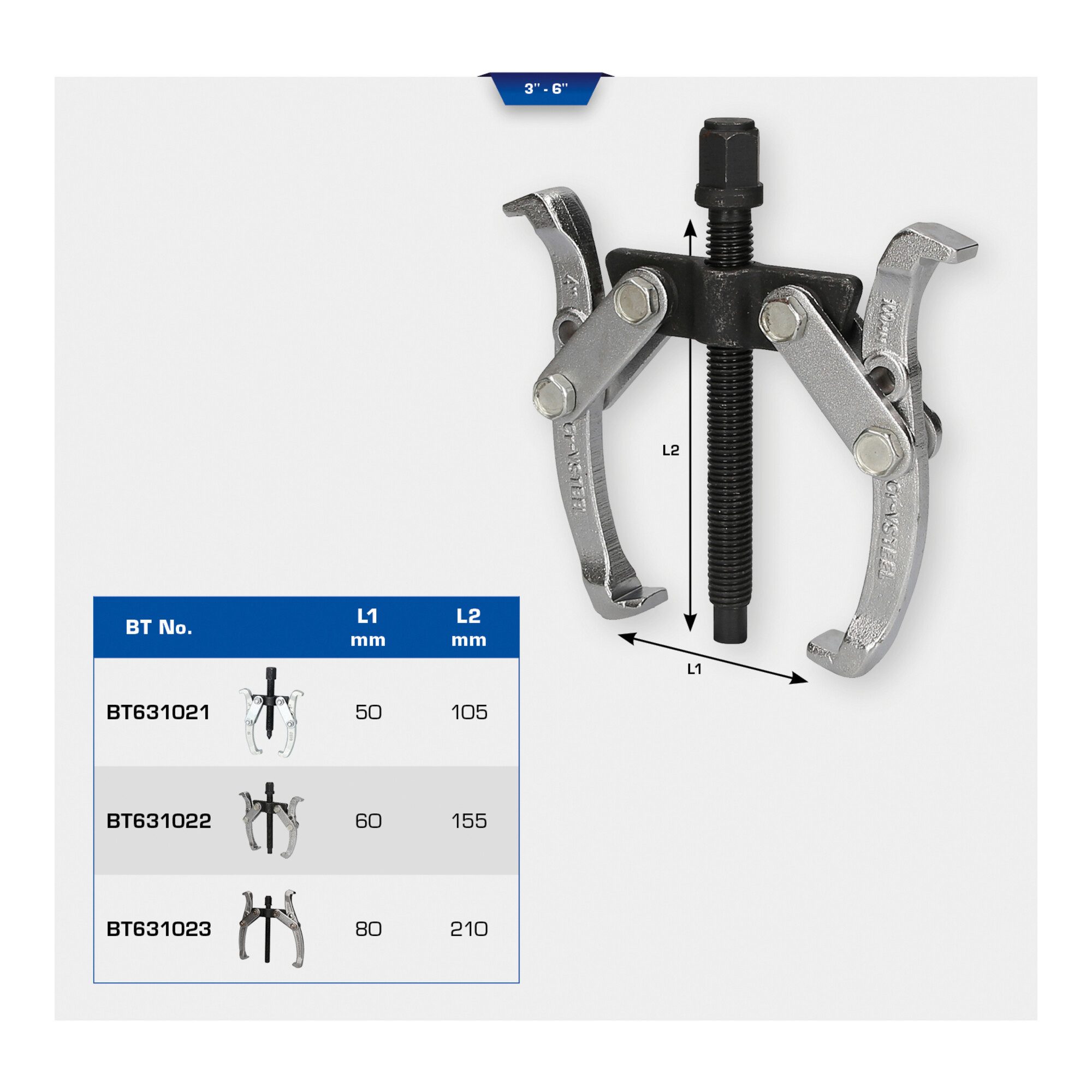 Brilliant Tools Radnabenabzieher Brilliant Tools Universal-2-Arm-Abzieher, 3"