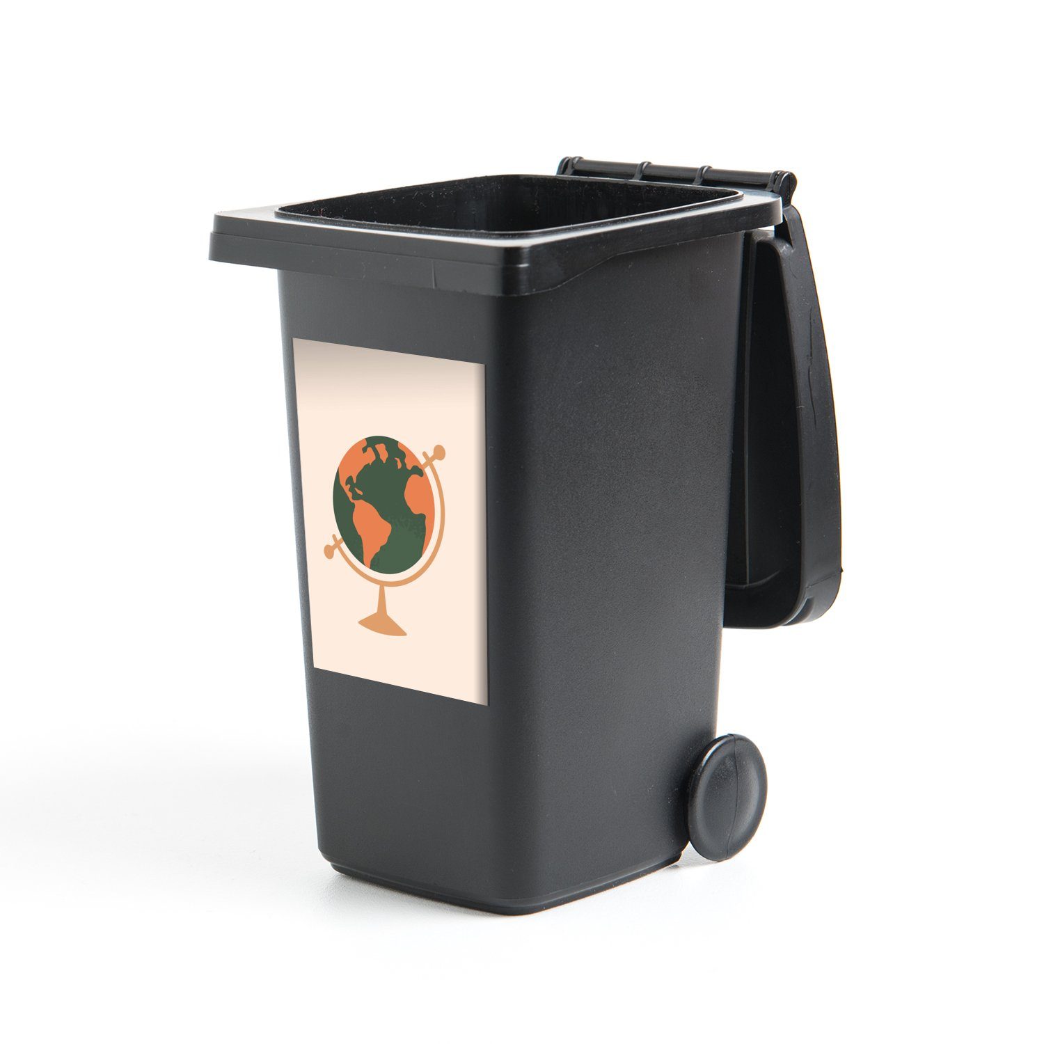 MuchoWow Wandsticker Globus - Pastell - Orange (1 St), Mülleimer-aufkleber, Mülltonne, Sticker, Container, Abfalbehälter