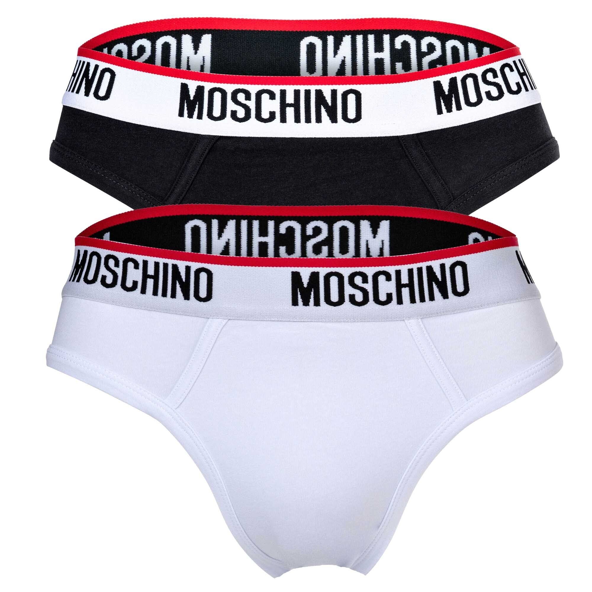 Moschino Slip Herren Micro Slips 2er Pack - Unterhose Schwarz/Weiß