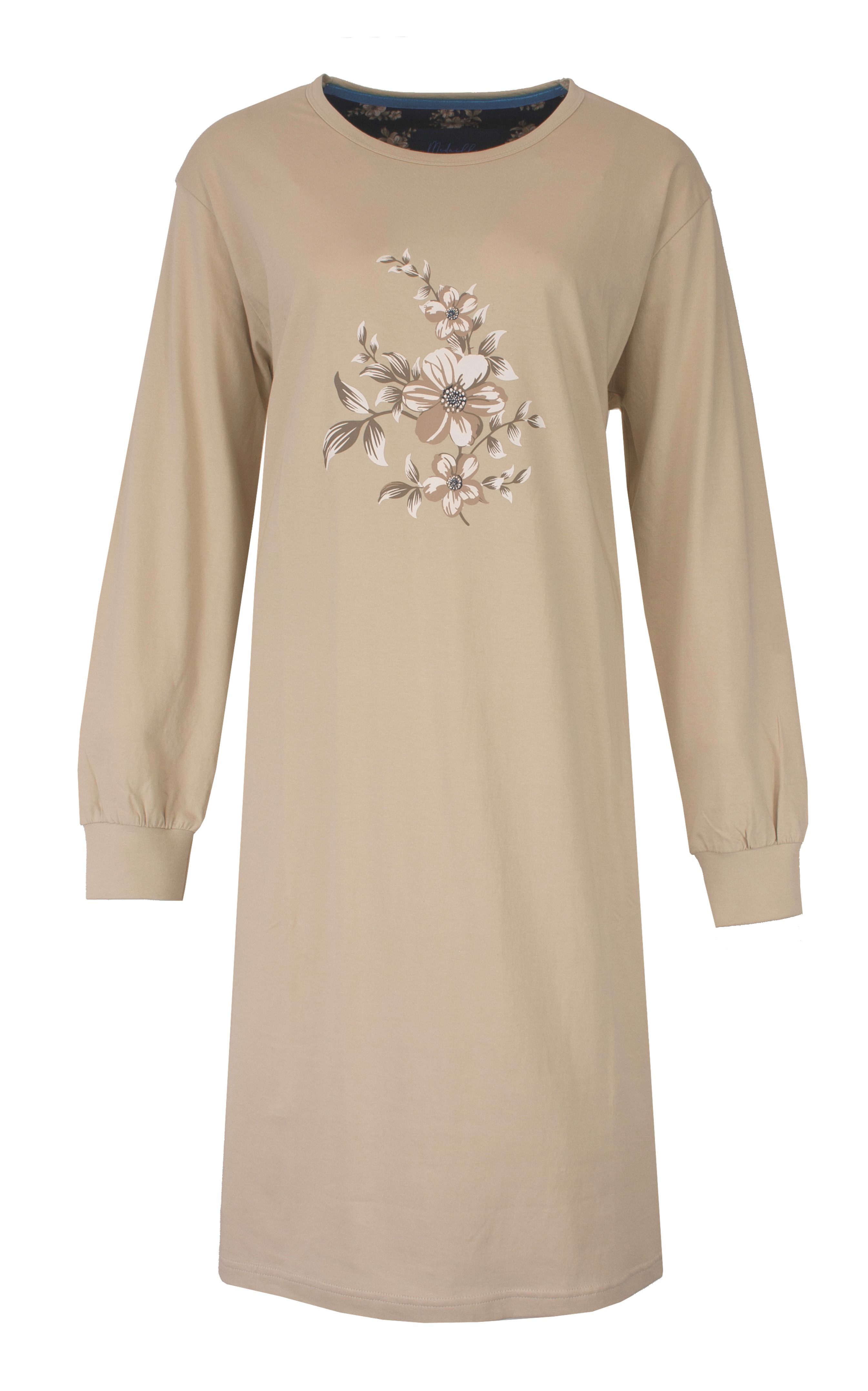 Medaillon Nachthemd Damen Schlafshirt mit langem Arm und Bündchen (1-tlg) B günstig online kaufen