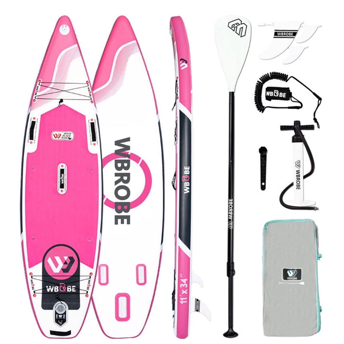 MECO SUP-Board Stand Up Paddle 335cm aufblasbar, bis 200 kg, Ultra leicht, für 1-3 Personen, Touring Allround Paddleboard