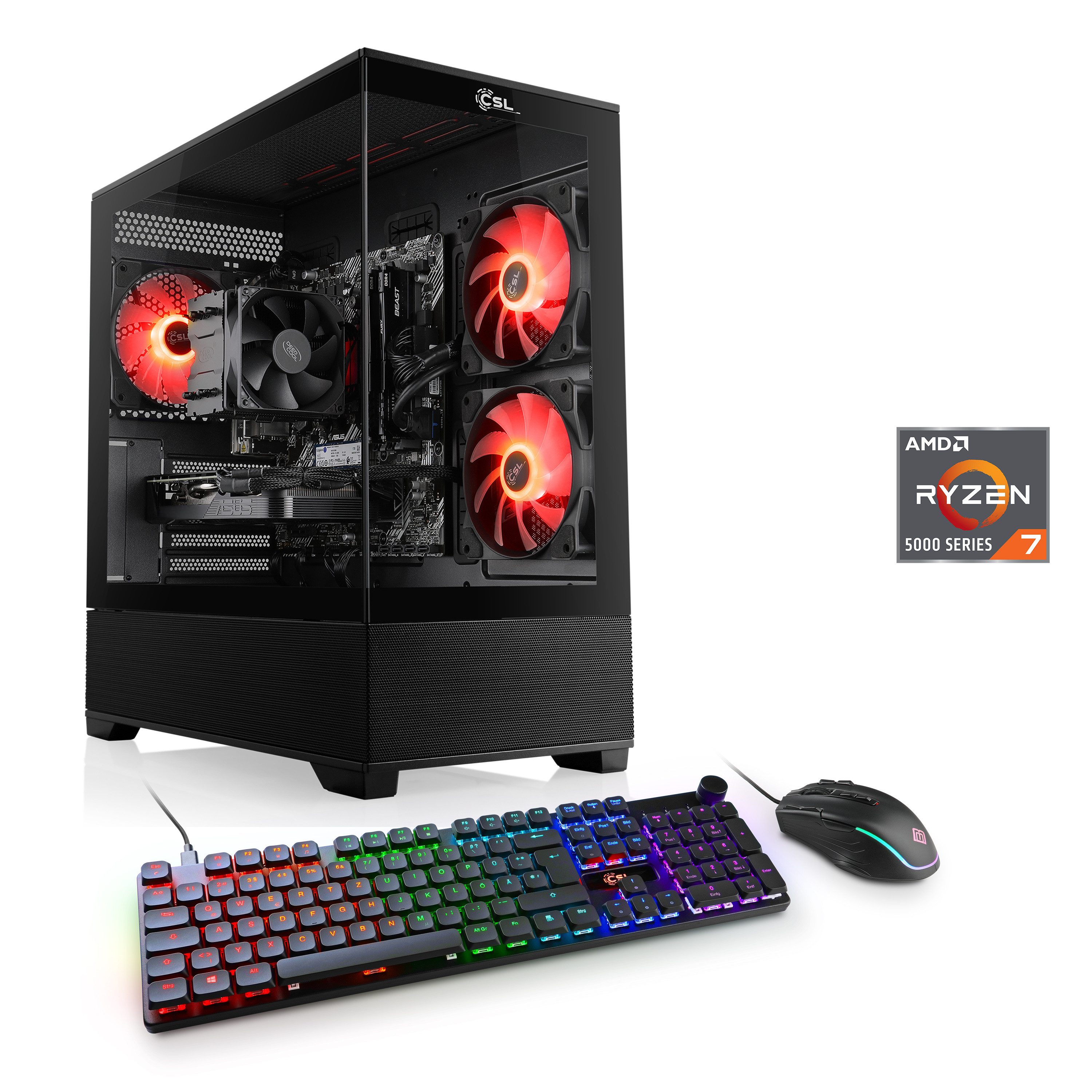 CSL Sprint V28989 Gaming-PC (AMD Ryzen 7 Ryzen 7, GeForce RTX 5060, 32 GB RAM, 1000 GB SSD, Luftkühlung)