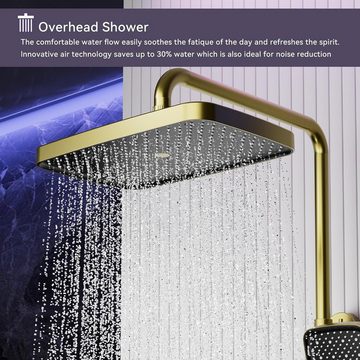 QREZAA Duschsystem, Höhe 150 cm, 3 Strahlart(en), mit Regendusche,3 Handbrause,Bidet Sprayer,Wasserfall,Duschgarnitur