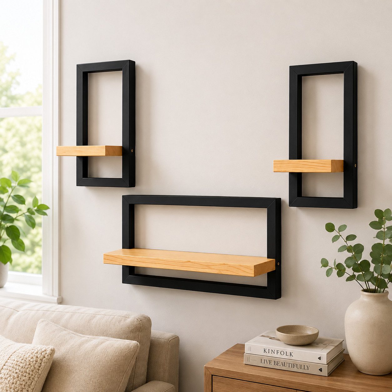 Best for Home Wandregal modernes 3er-Set rechteckiger Wandregale aus Holz, 2-teiliges Set 2-tlg., Modernes Design; vielseitig einsetzbar; flexible Anordnung