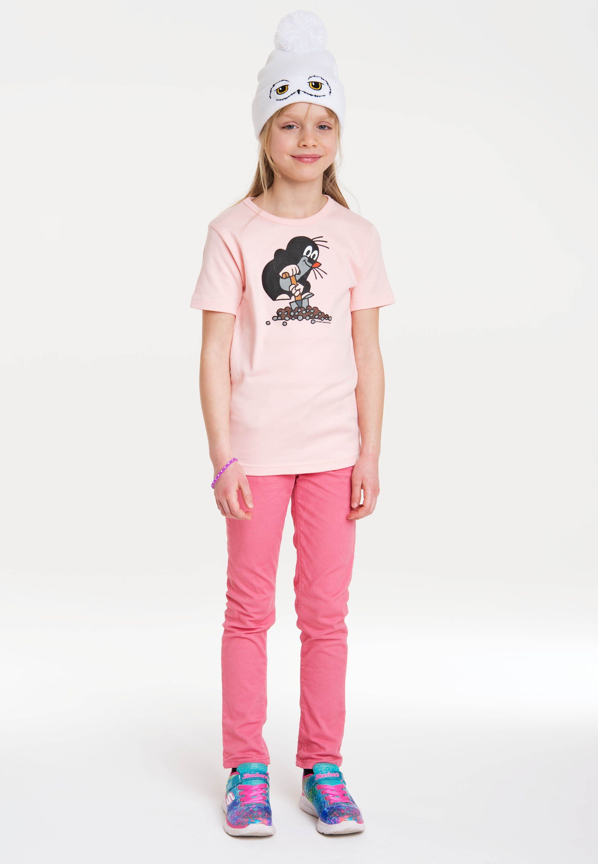 LOGOSHIRT T-Shirt Der Maulwurf kleine hellrosa coolem Print mit