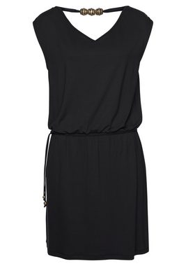 LASCANA Jerseykleid mit Zierband am Rücken, kurzes Sommerkleid, Strandkleid, Basic