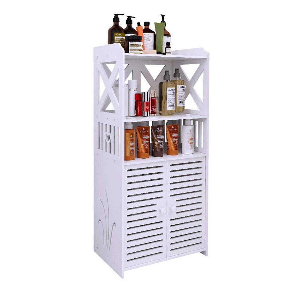 JEOBEST Badkommode Badezimmerschrank, Badschrank, Küchenschrank mit offenem Fach, (1-St, Badregal mit 2 Türen) 40 x 25 x 90 cm