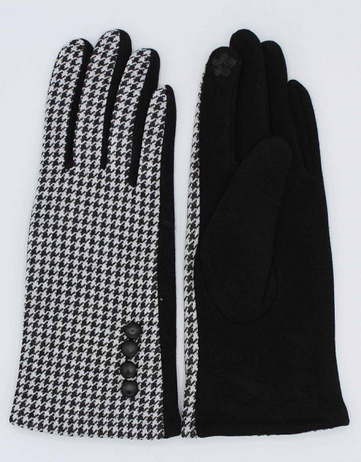 leslii Lederhandschuhe mit modischem Hahnentritt-Muster | Handschuhe