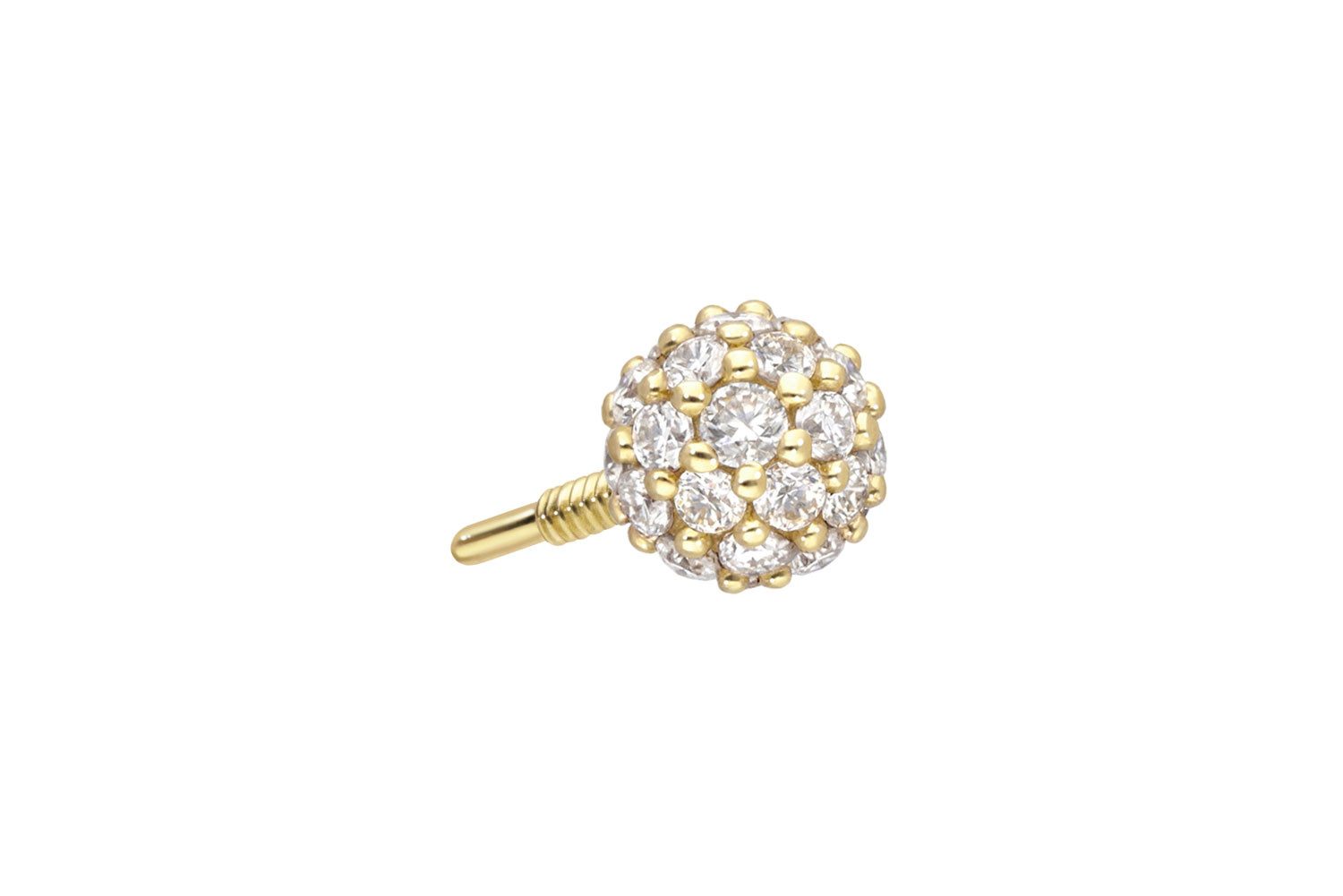Piercing-Set 14 Karat Gold Schraubaufsatz mit Außengewinde MULTI-MOISSANIT