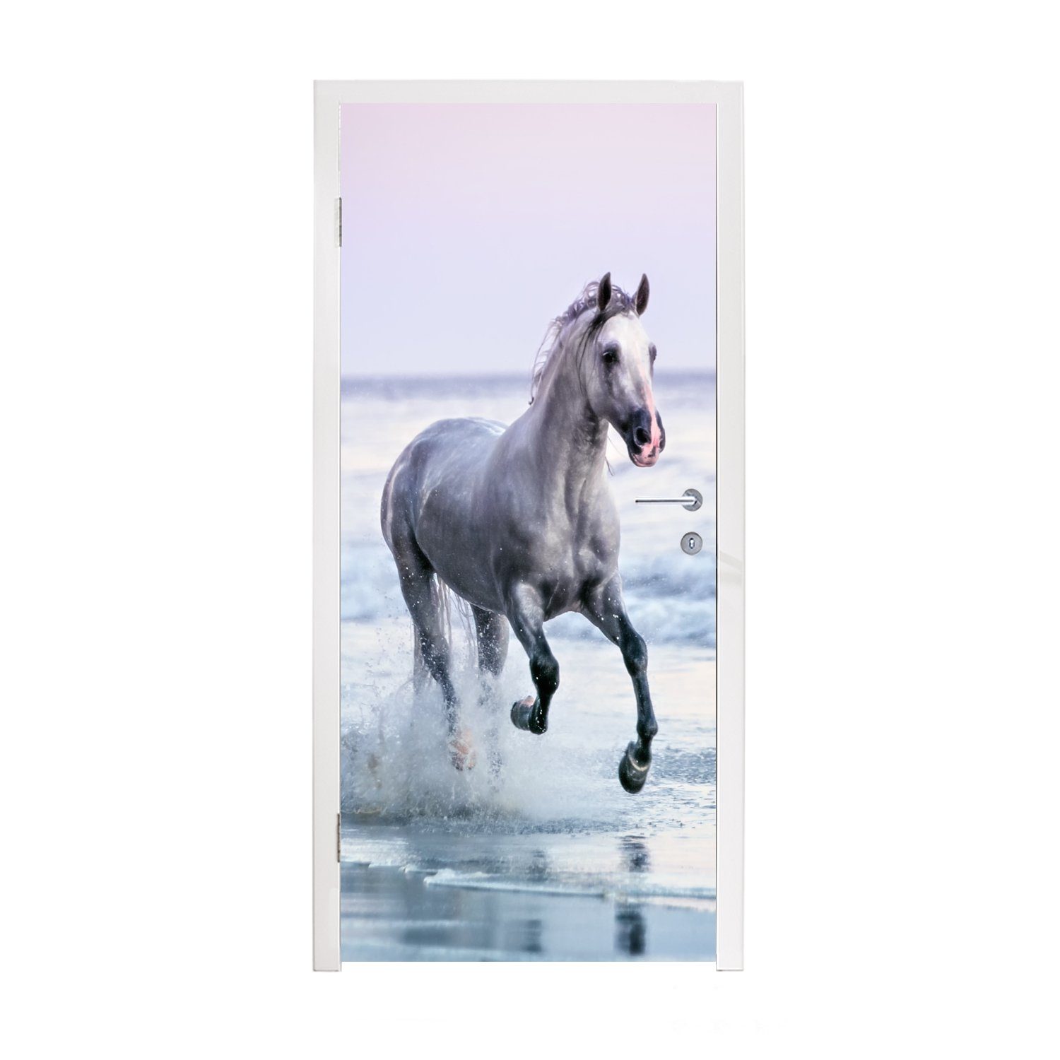 Pferd cm - Pilz MuchoWow Strand, für (1 75x205 Türaufkleber, bedruckt, Türtapete Fototapete Matt, Tür, St), -