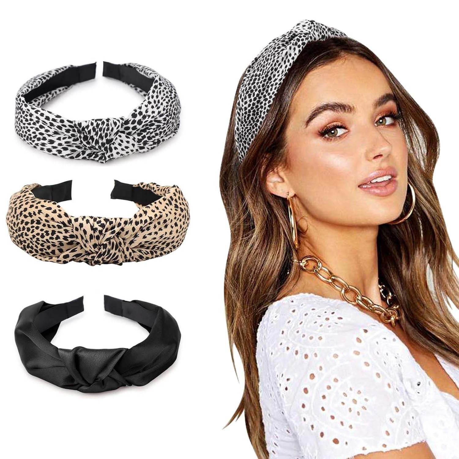 Haargummi 3 Stück Verknotet Stirnband Haarreif Damen Boho Breite