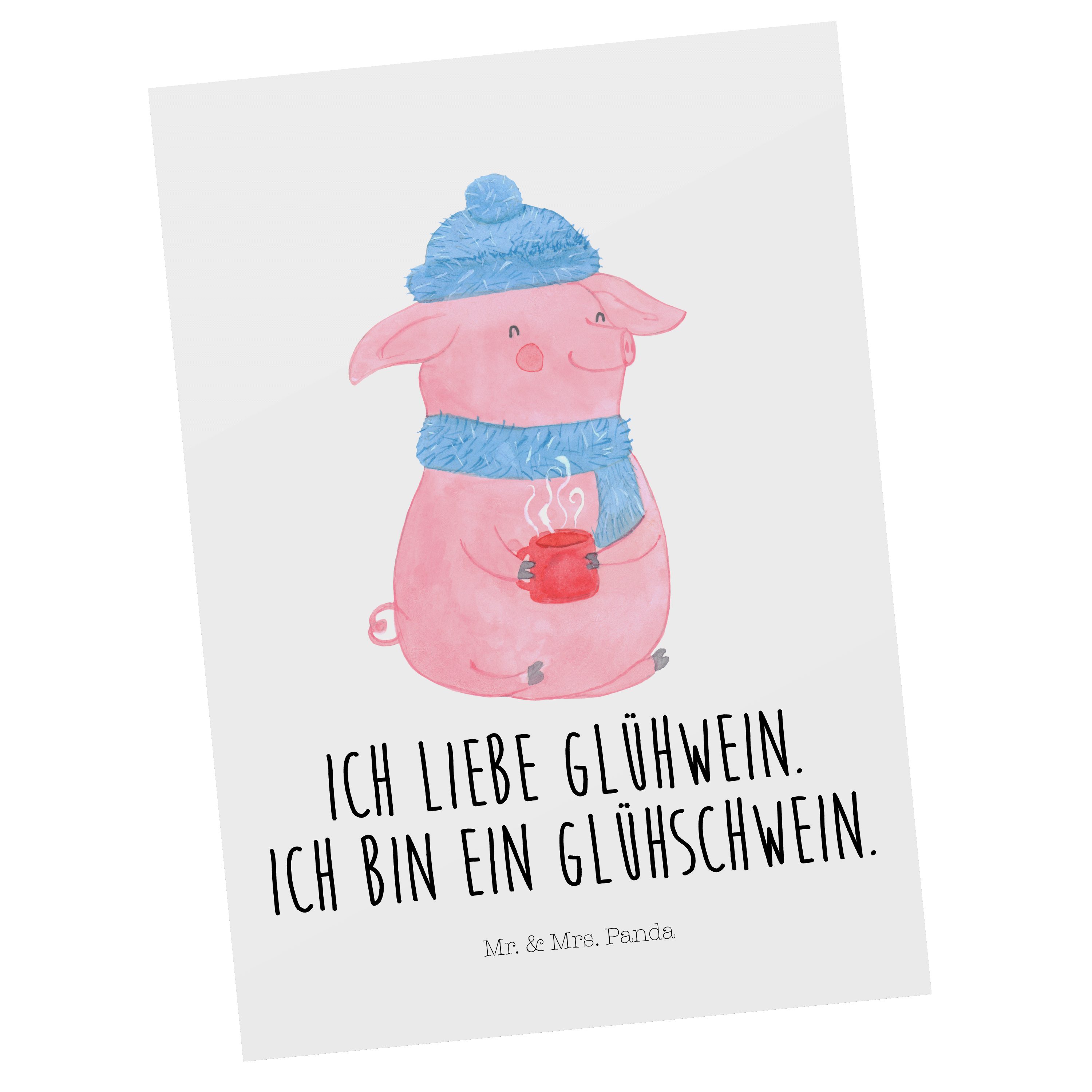 Mr. & Mrs. Panda Postkarte Glühschwein - Weiß - Geschenk, Ansichtskarte, Advent, Weihnachtsdeko