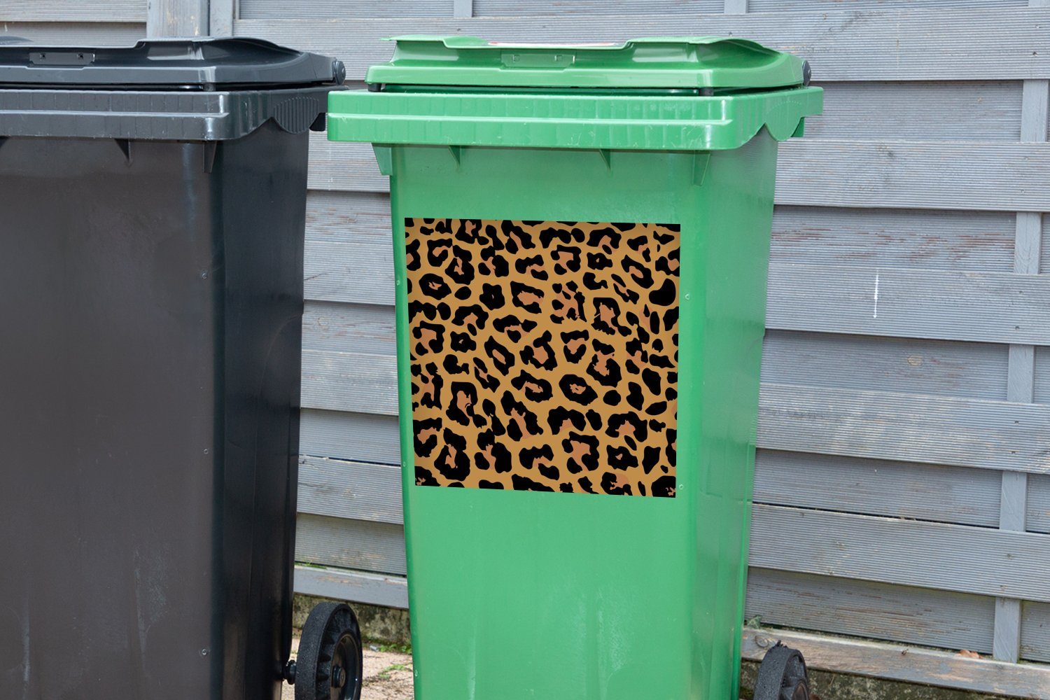 Mülltonne, - Abfalbehälter - Wandsticker (1 Container, Tiere Panther St), Mülleimer-aufkleber, MuchoWow Sticker, Druck Braun